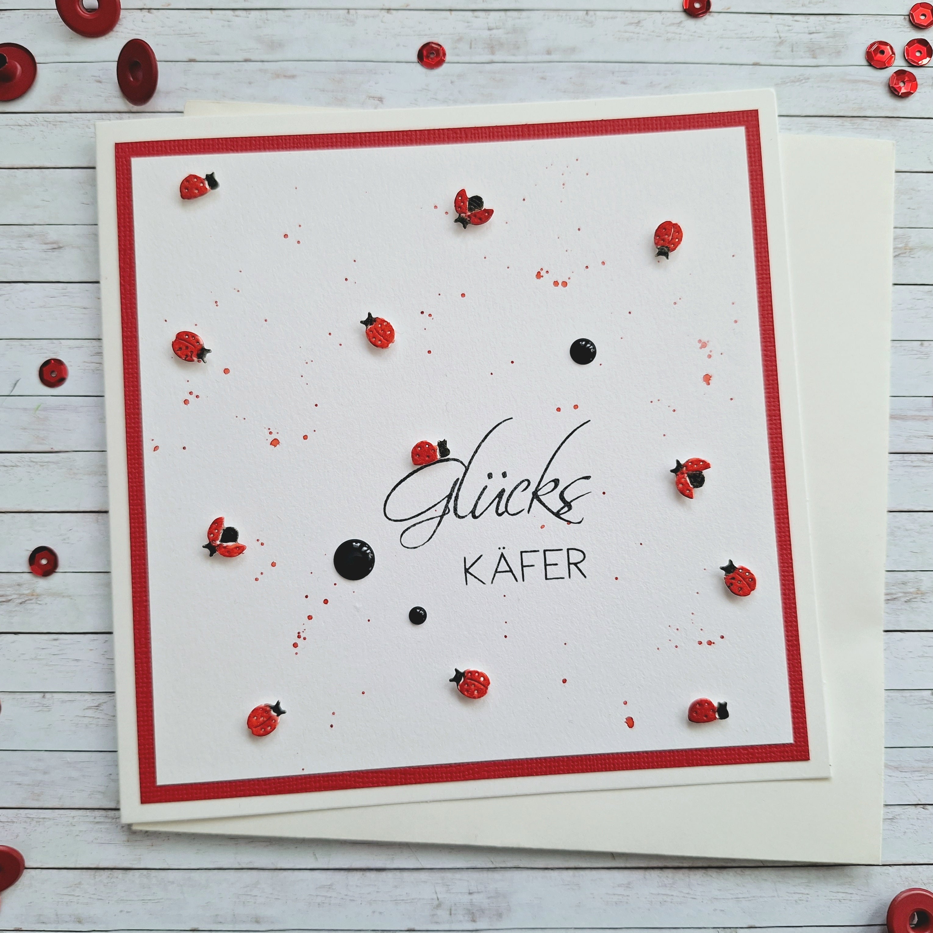 Grusskarte "Glückskäfer" – handgemacht