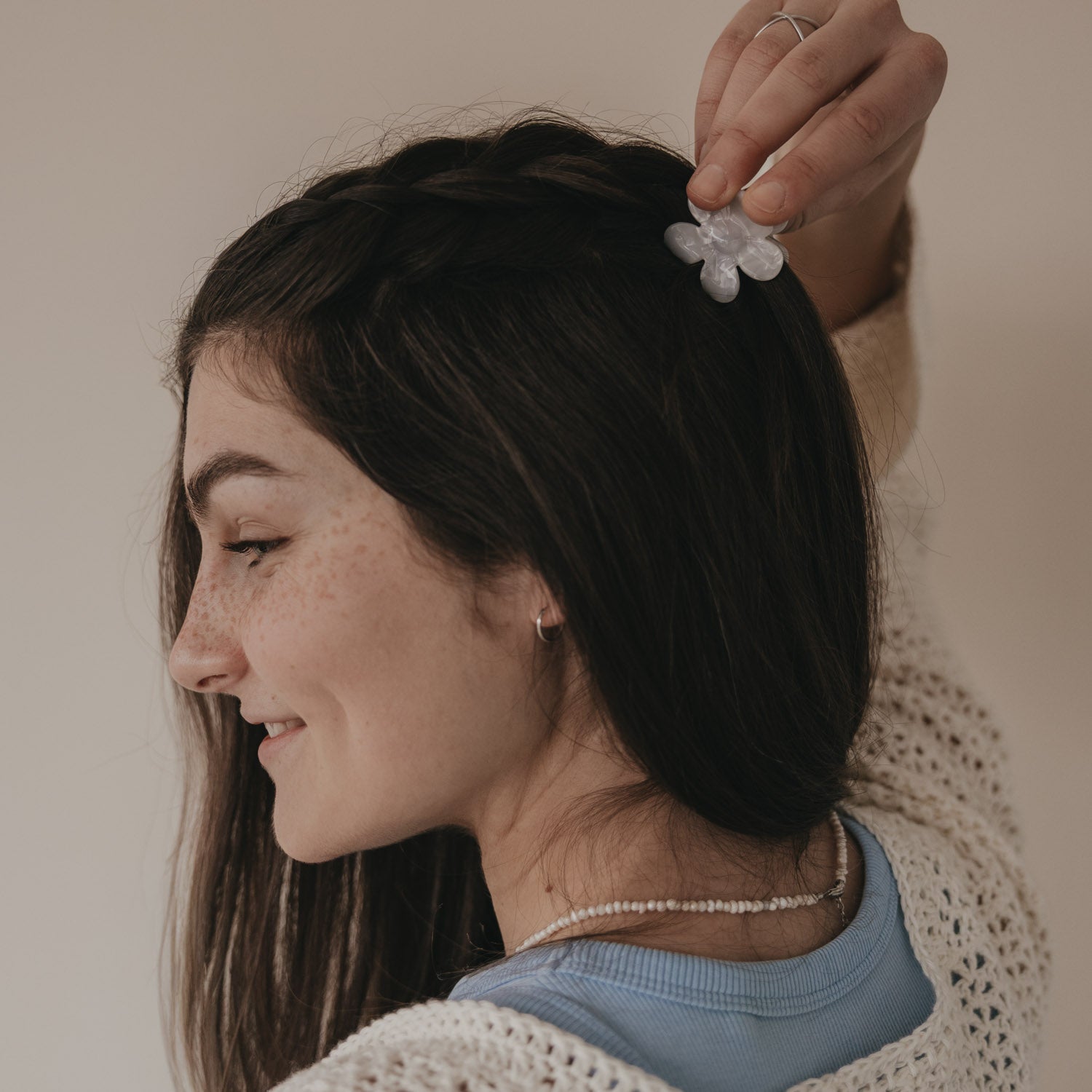 Barrette fleur perle - Eulenschnitt