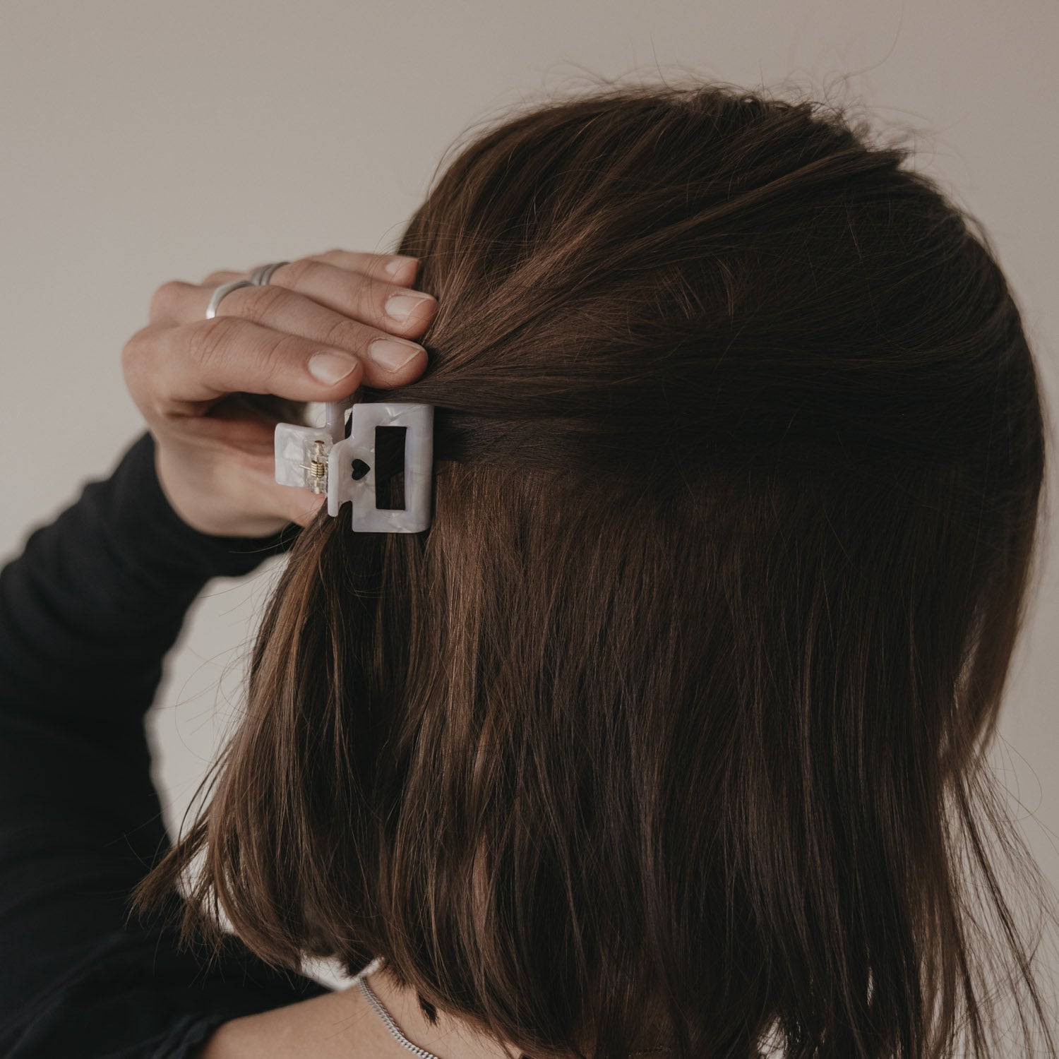 Haarspange Herz eckig Pearl klein - Eulenschnitt
