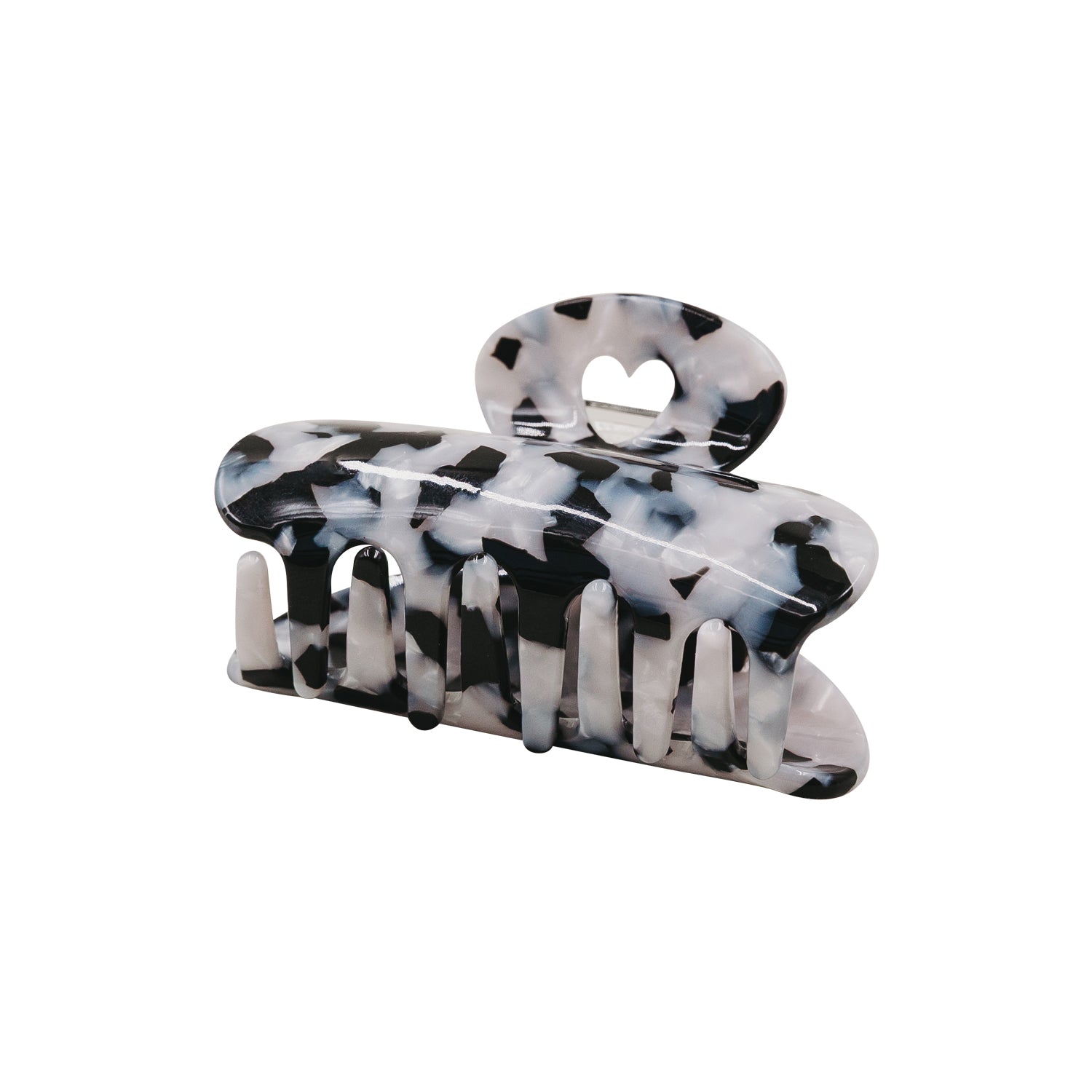 Haarspange Herz schwarz-weiss gross - Eulenschnitt