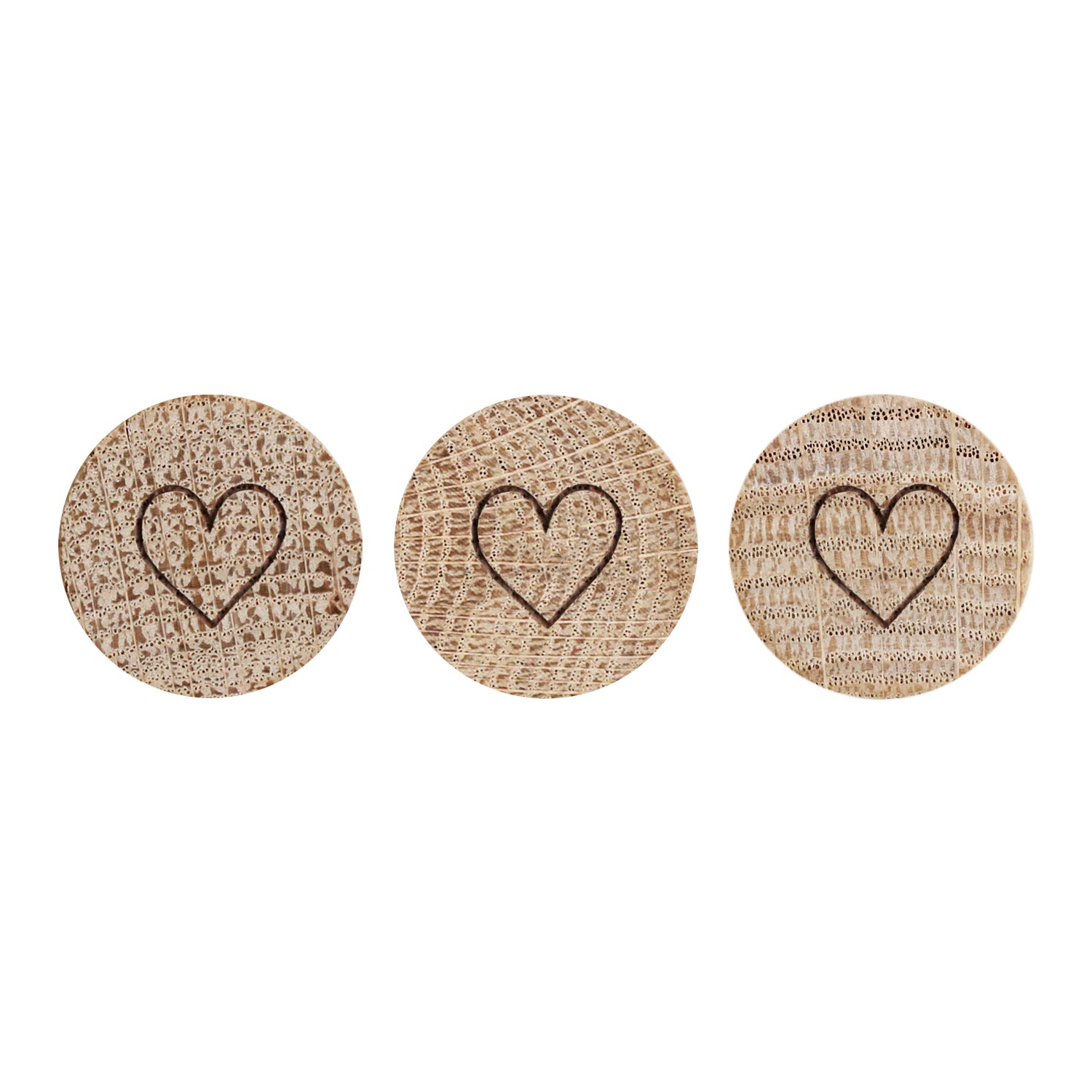 Holzmagnet Herz 3er Set - Eulenschnitt