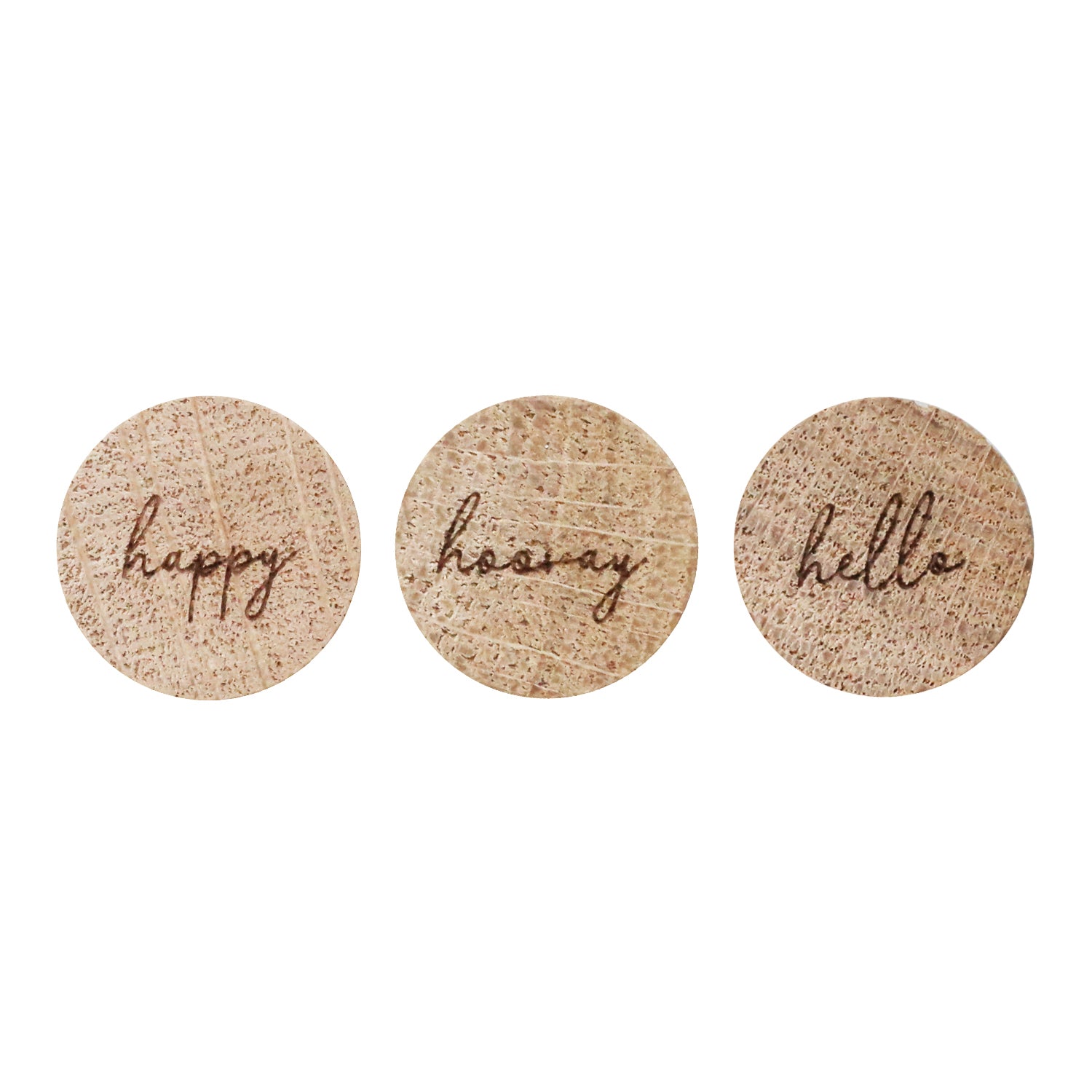 Holzmagnet "Hooray" 3er Set - Eulenschnitt