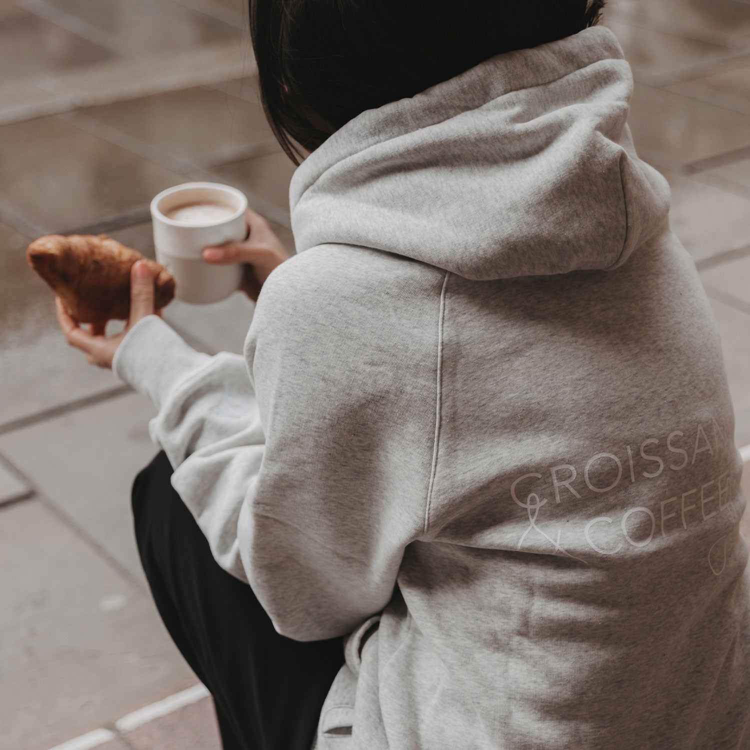 Hoodie "Croissant & Coffee Club" S – Limited Edition - Eulenschnitt