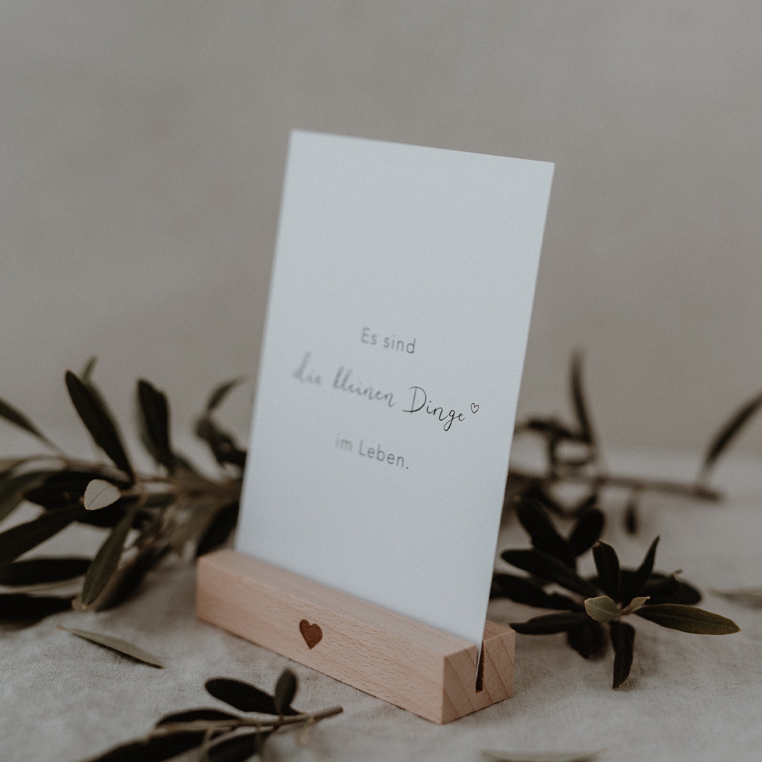Card stand 10.5cm heart natural set of 2 - Eulenschnitt