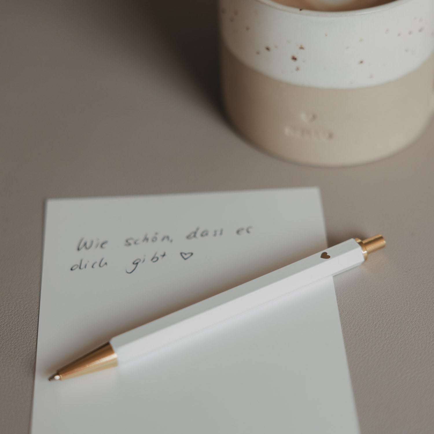 Ballpoint pen heart white - Eulenschnitt
