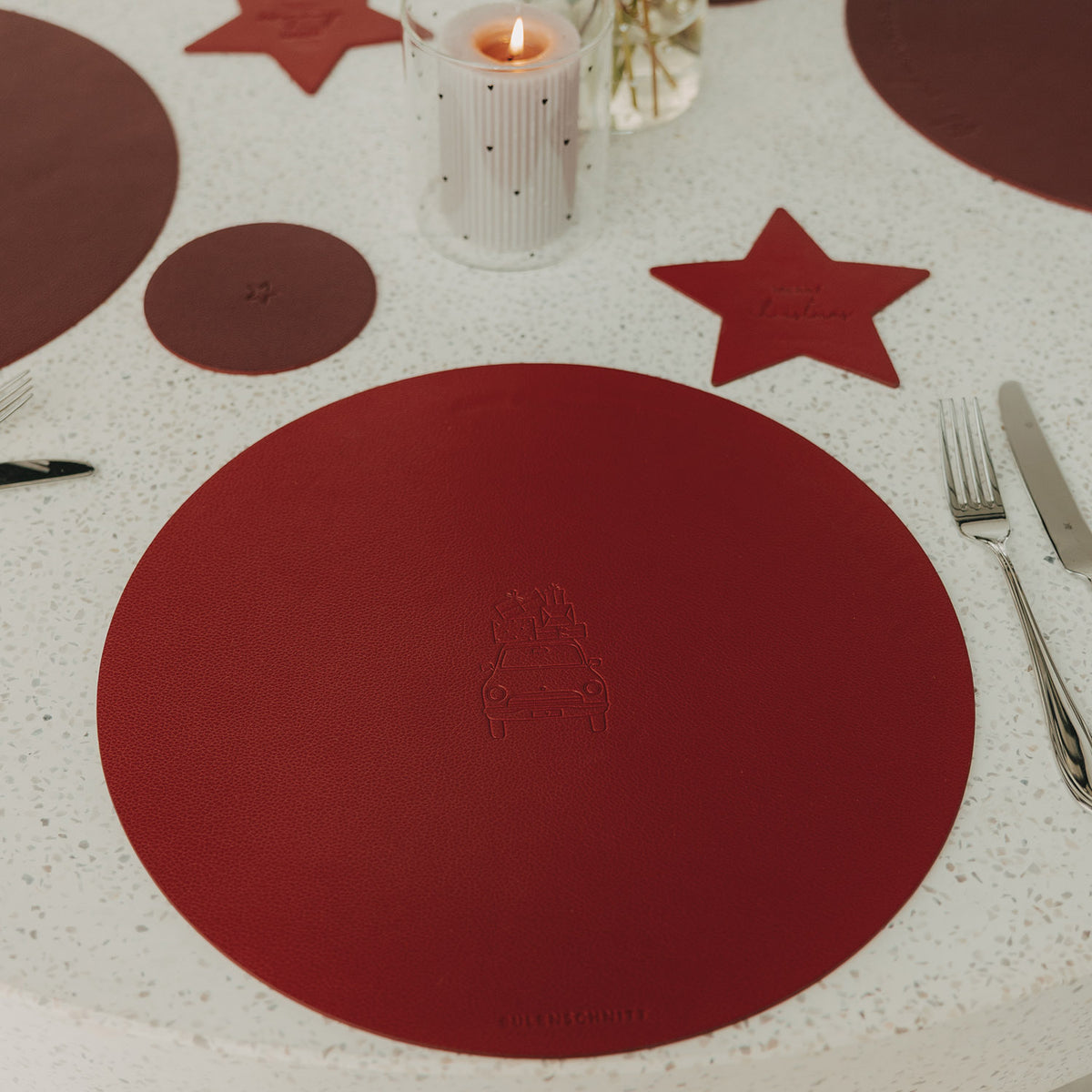 Tischset "Weihnachten ist" rot - Eulenschnitt (Bild 3)