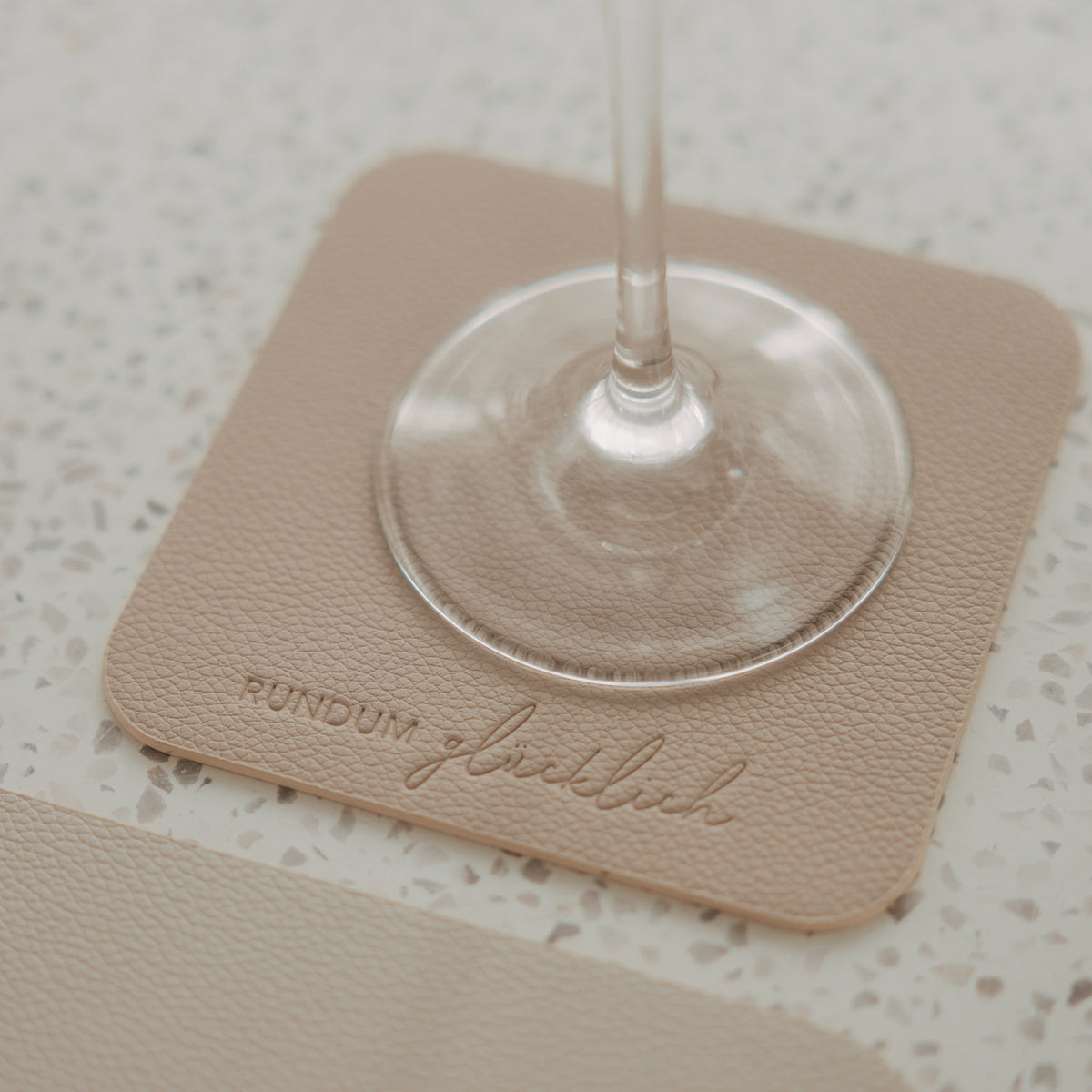Untersetzer eckig "Rundum glücklich" 2er Set beige - Eulenschnitt