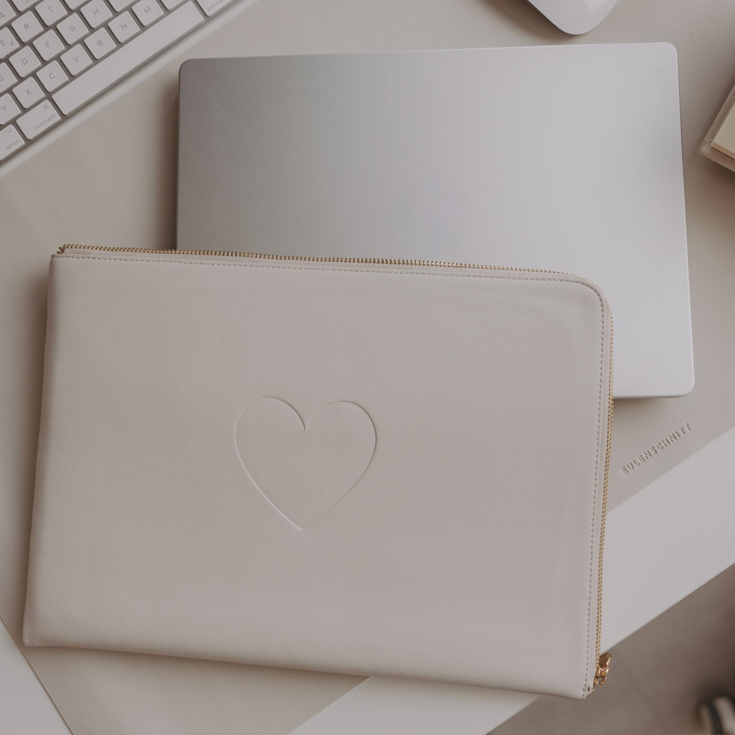 Laptoptasche Herz creme - Eulenschnitt