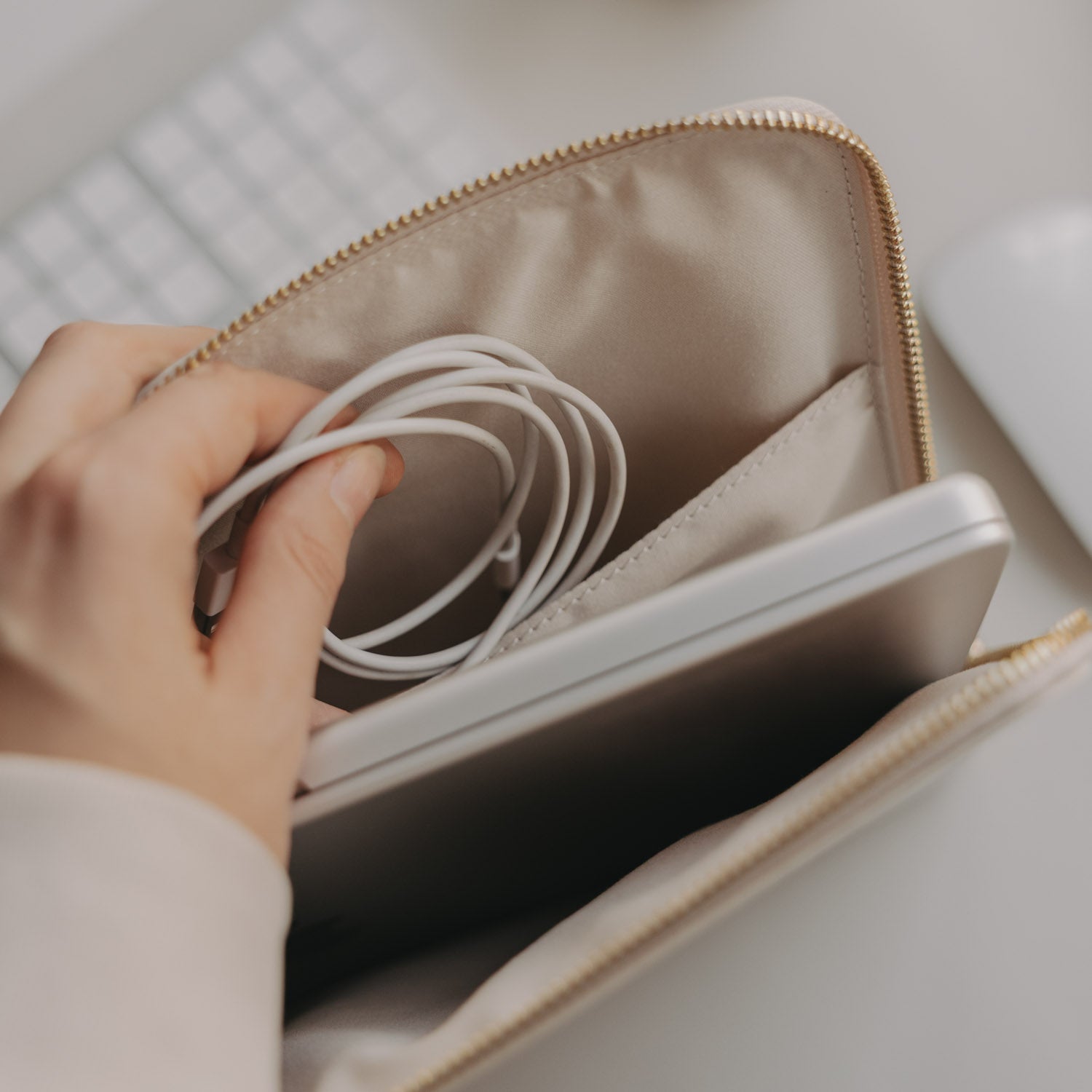 Laptoptasche Herz creme - Eulenschnitt