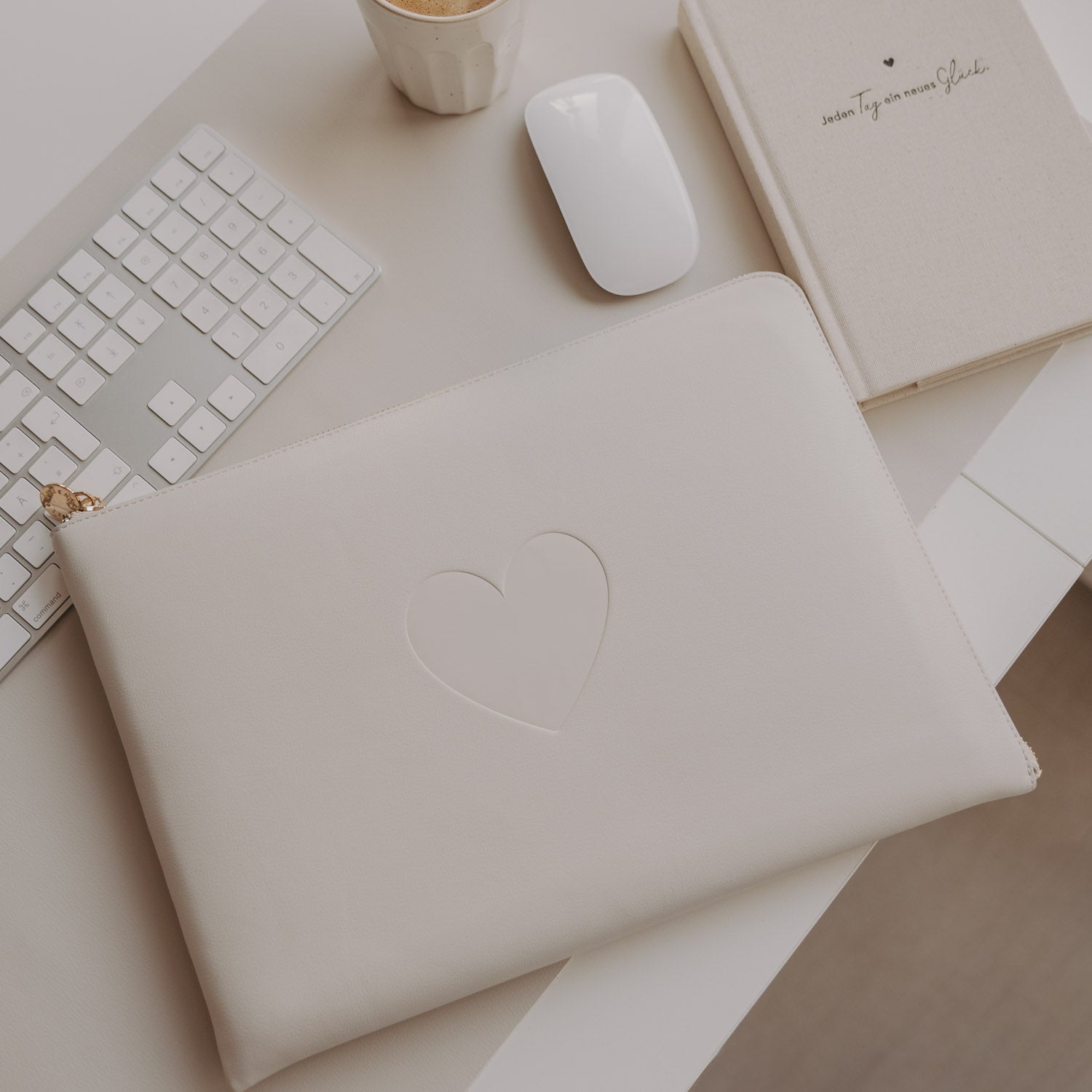 Laptoptasche Herz creme - Eulenschnitt