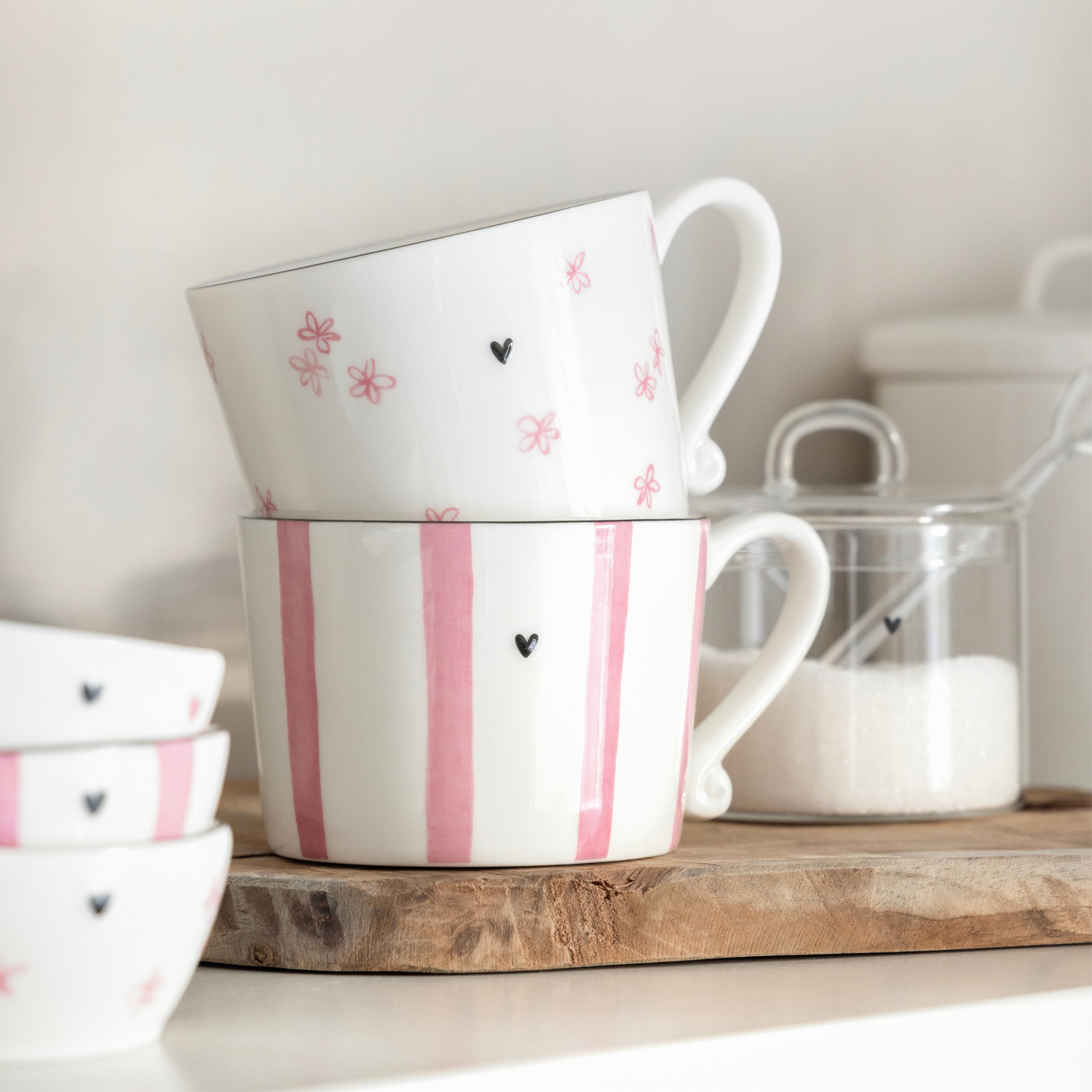 Mini bowls "hearts" 9.5x4cm rose set of 3 - Bastion Collections