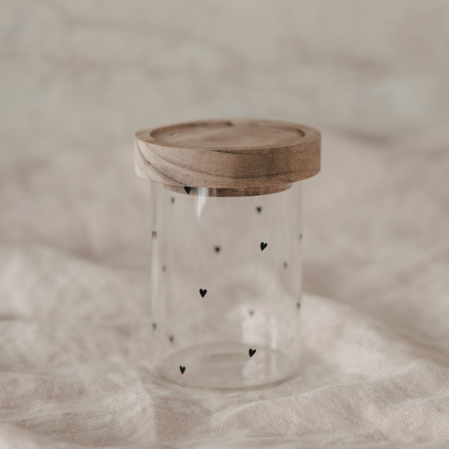Mini Vorratsglas Herzen schwarz  9cm - Eulenschnitt