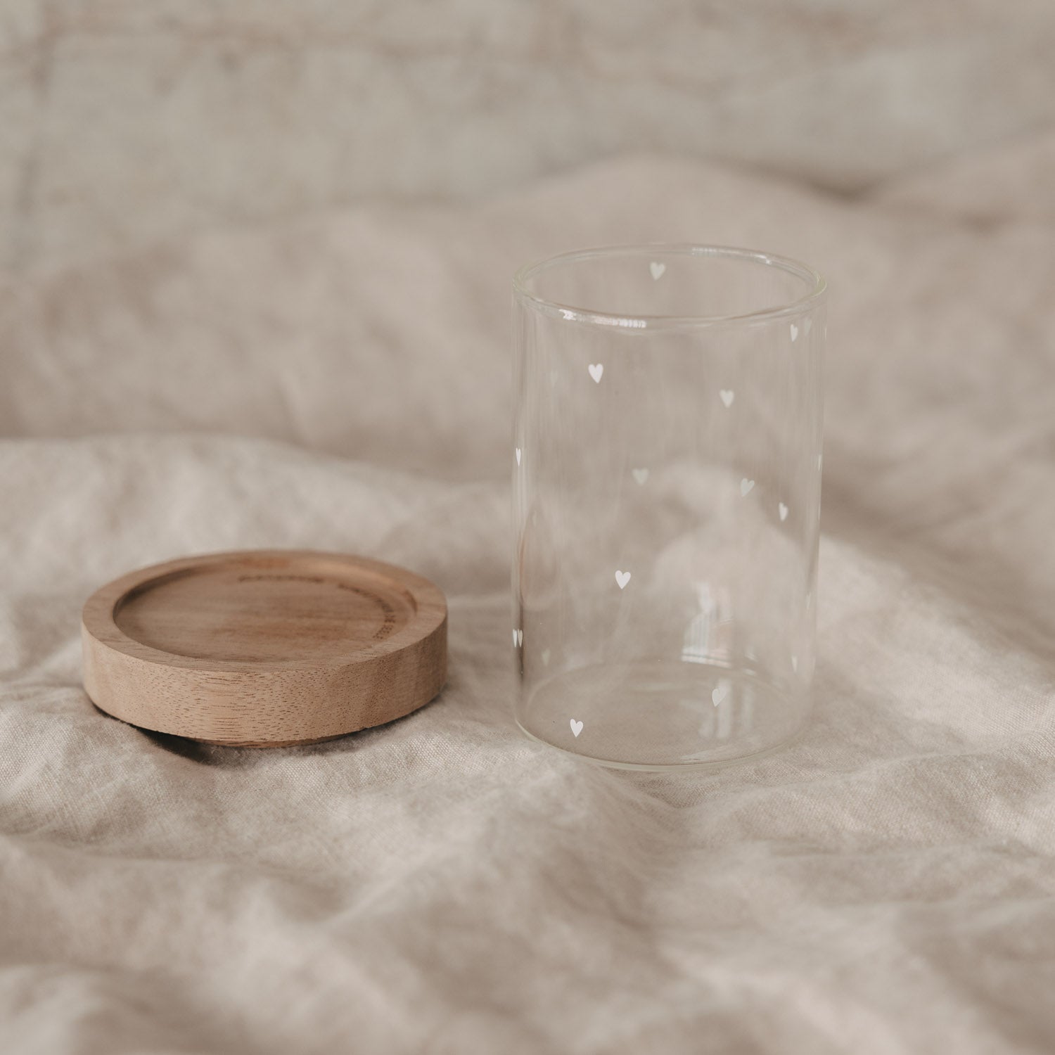 Mini Vorratsglas Herzen weiss 9cm - Eulenschnitt