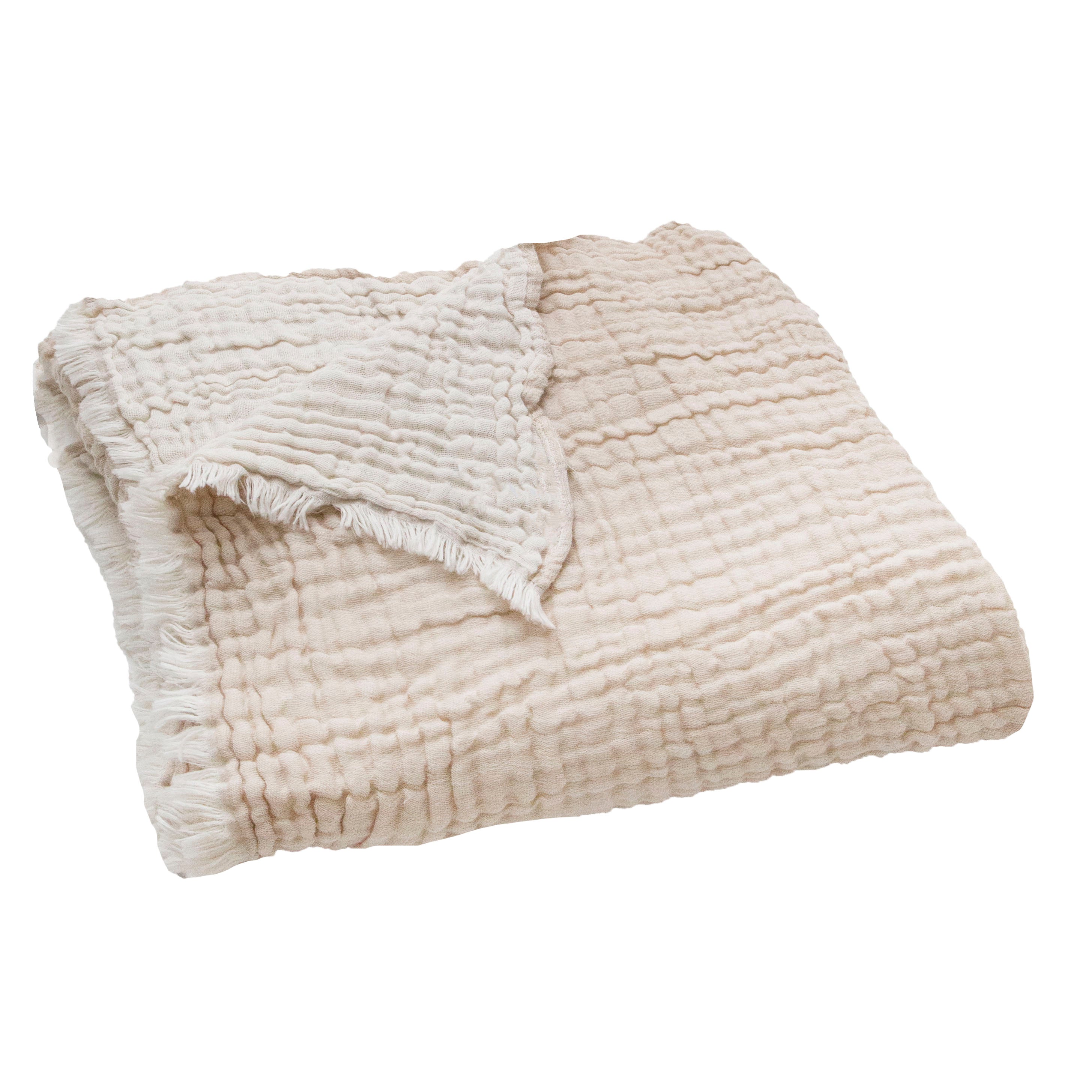 Musselin Decke Emil beige 140x200cm - Farbliebe