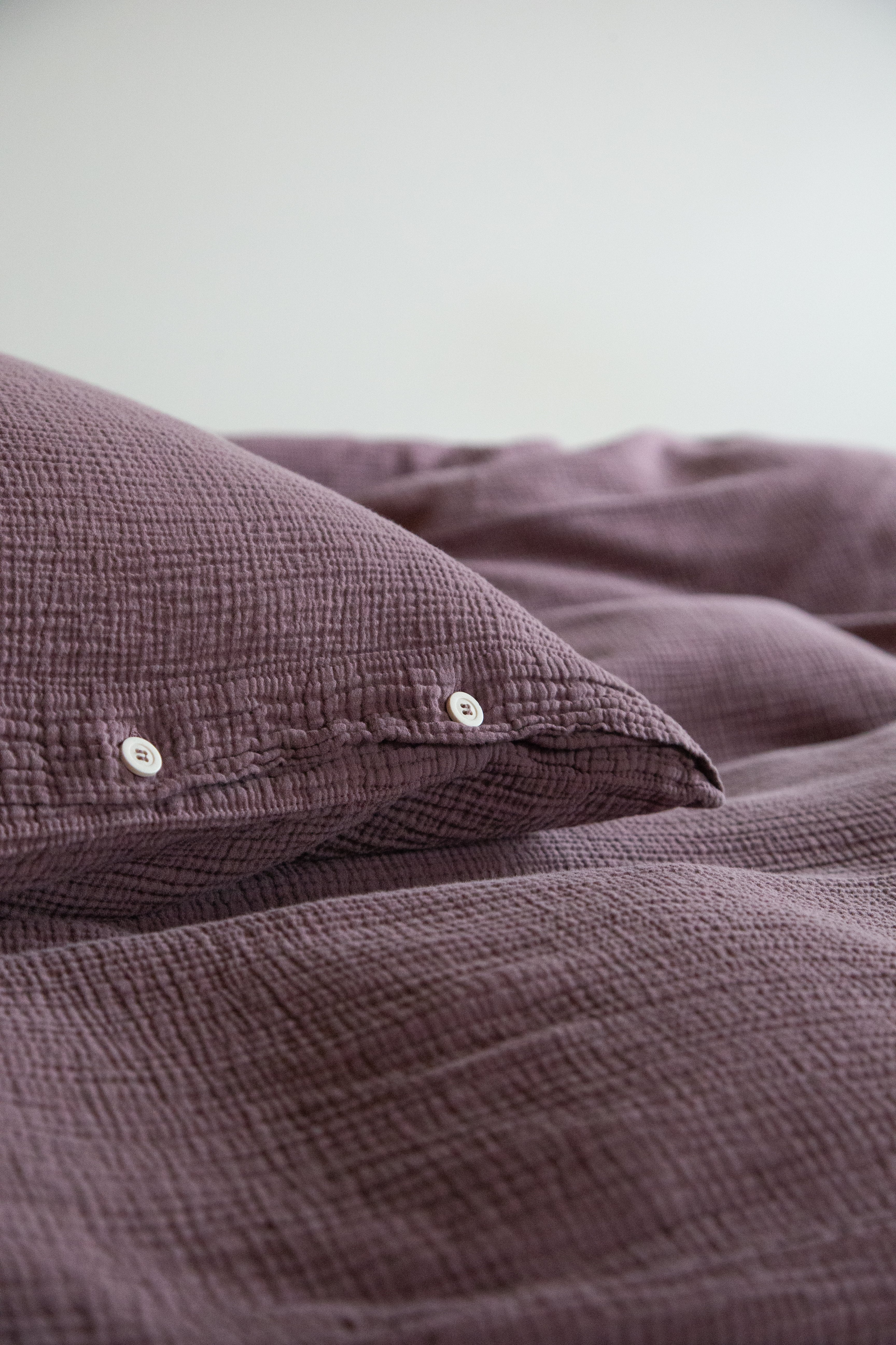 Musselin Duvetbezug 160x210cm & Kissenbezug 50x70cm Jula aubergine - Farbliebe