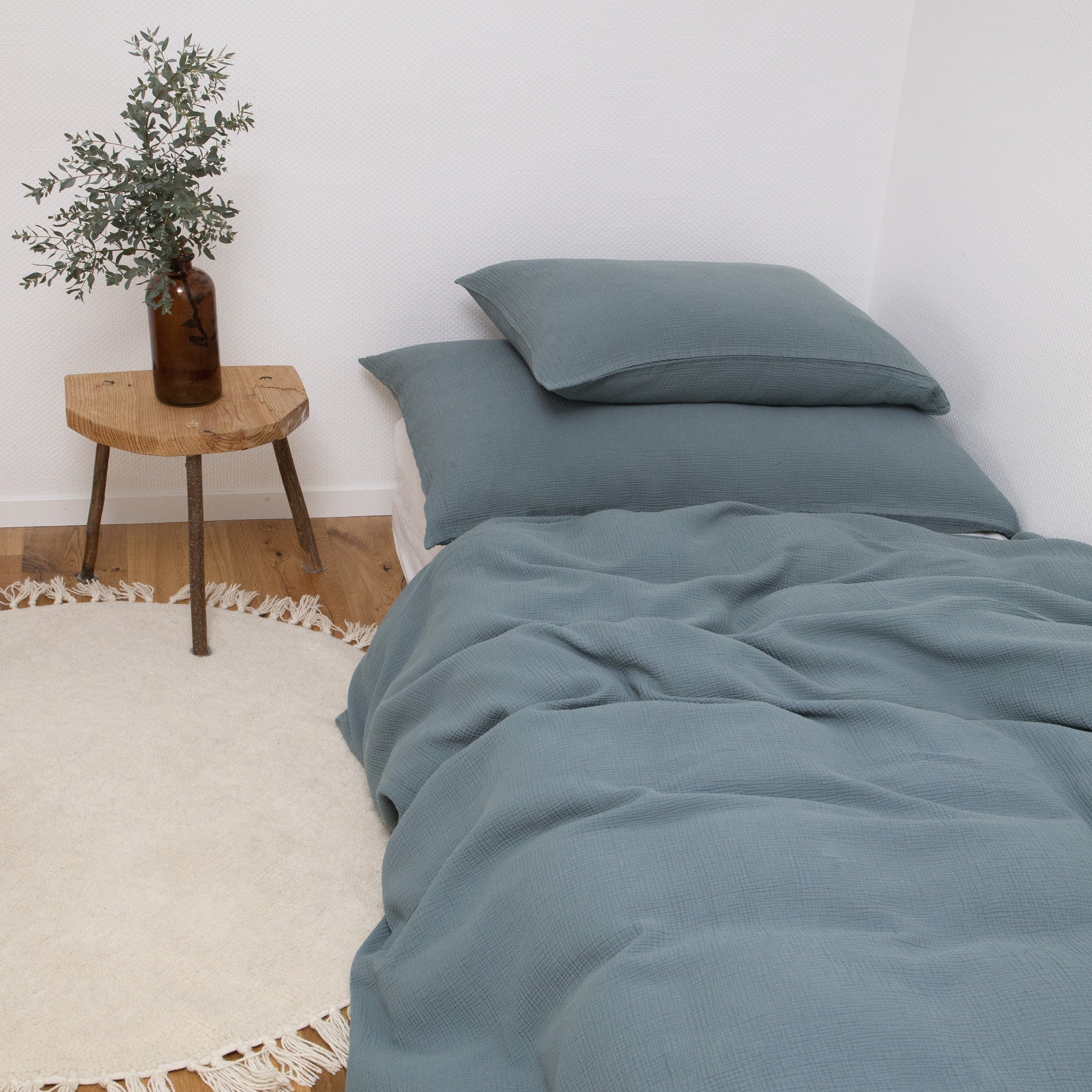 Musselin Duvetbezug 160x210cm & Kissenbezug 50x70cm Jula petrol - Farbliebe