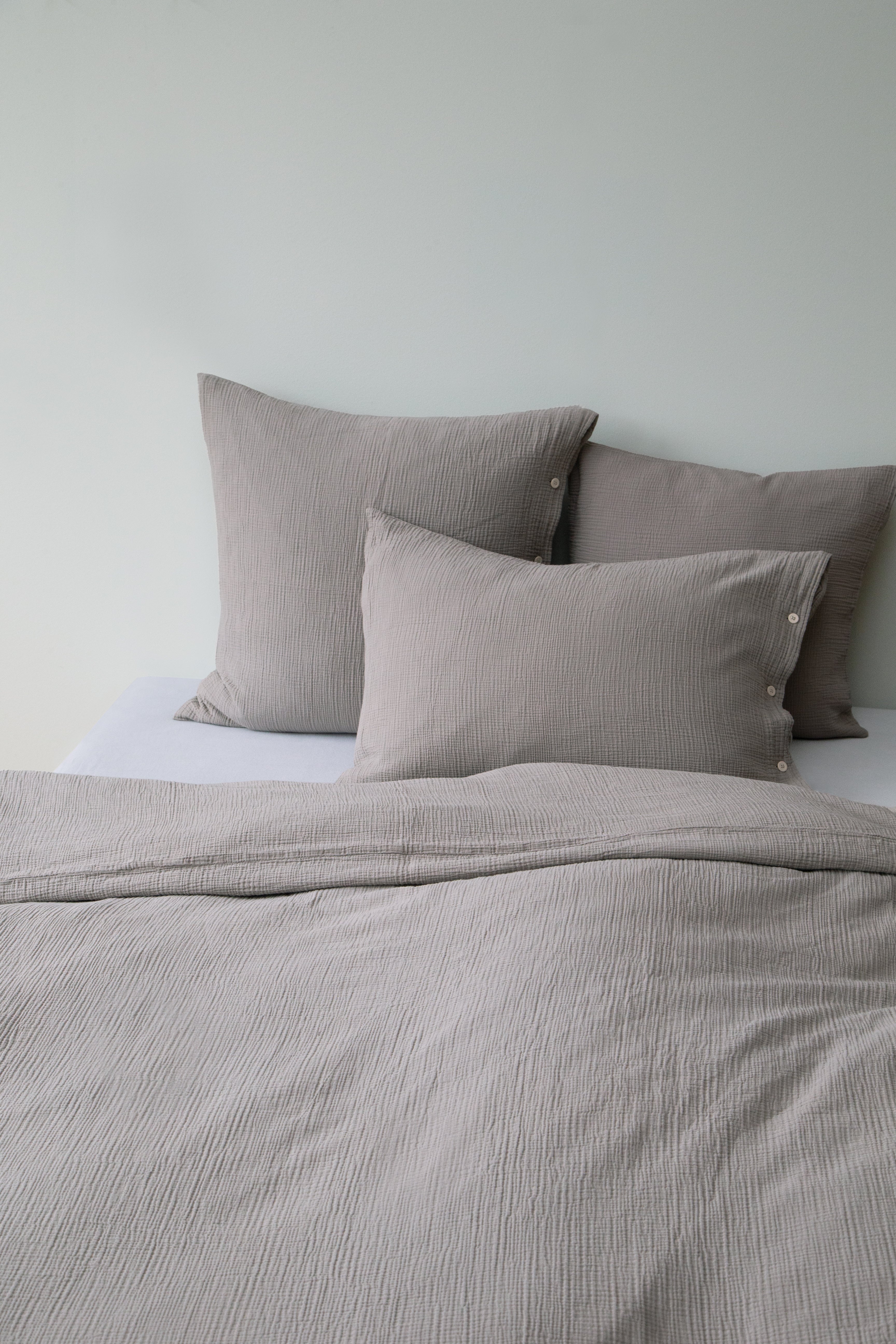 Musselin Duvetbezug 160x210cm & Kissenbezug 50x70cm Jula taupe - Farbliebe