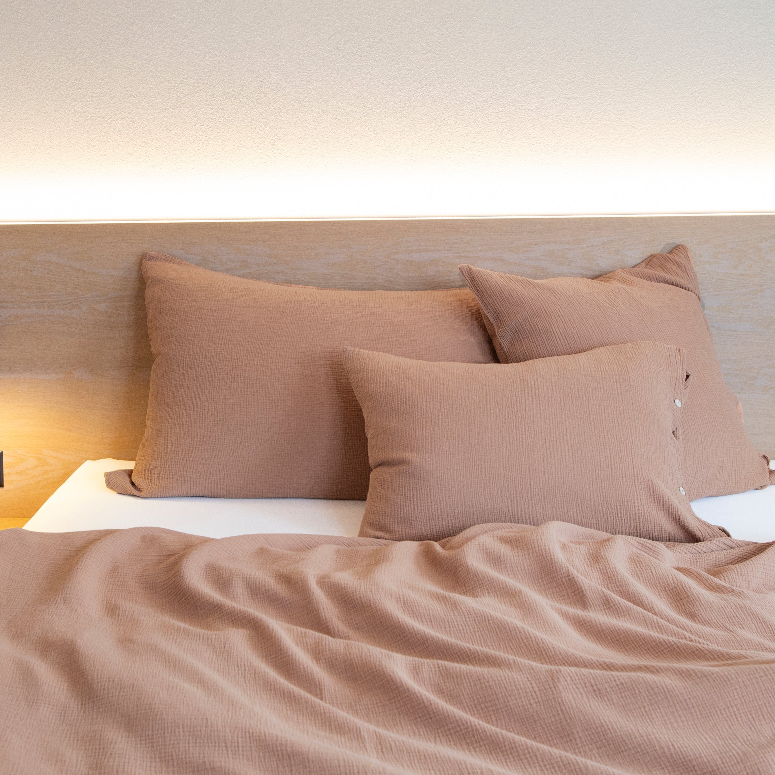Musselin Duvetbezug 160x210cm & Kissenbezug 50x70cm Jula terracotta - Farbliebe