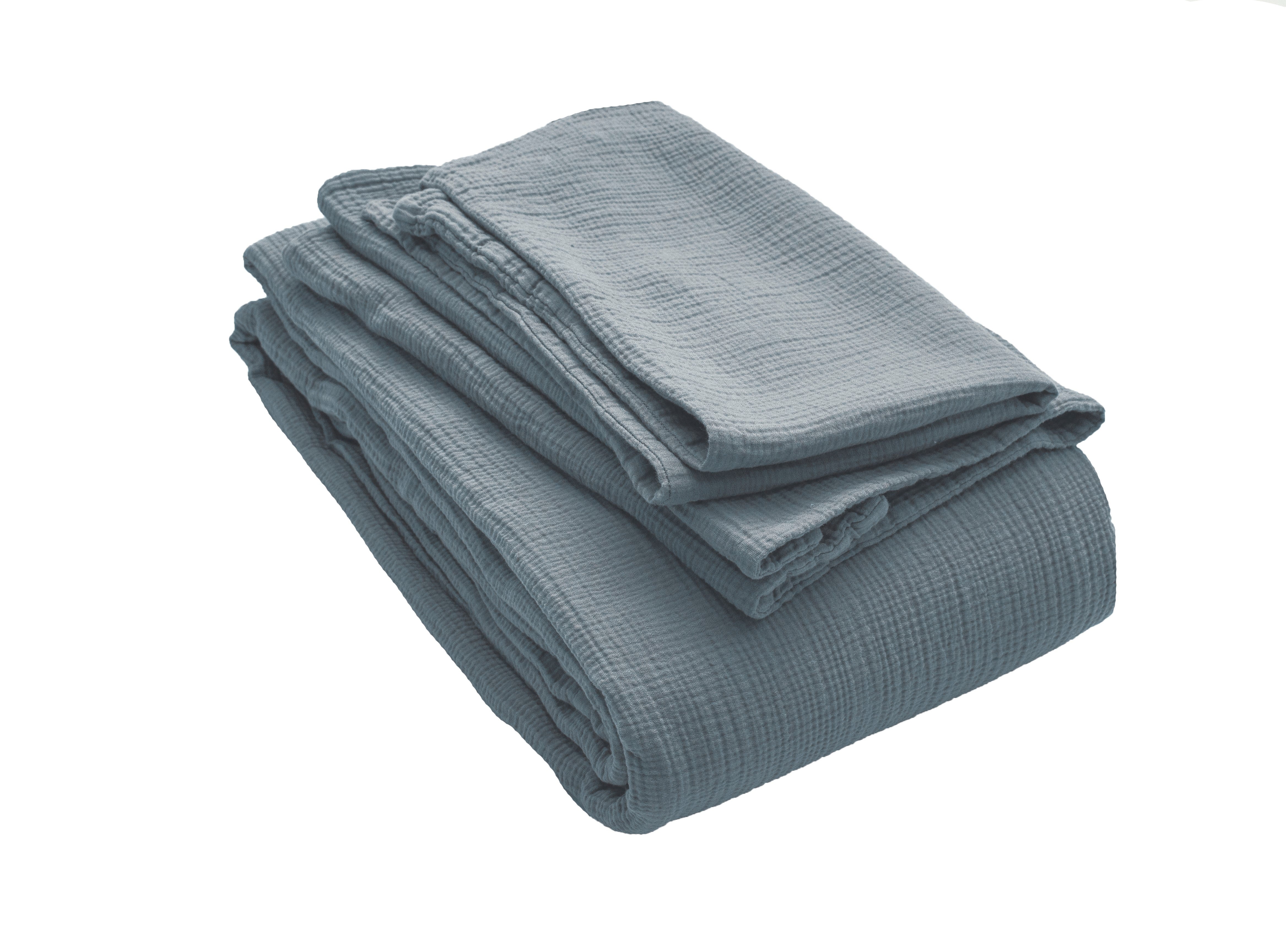 Musselin Duvetbezug 160x210cm & Kissenbezug 65x100cm Jula petrol - Farbliebe