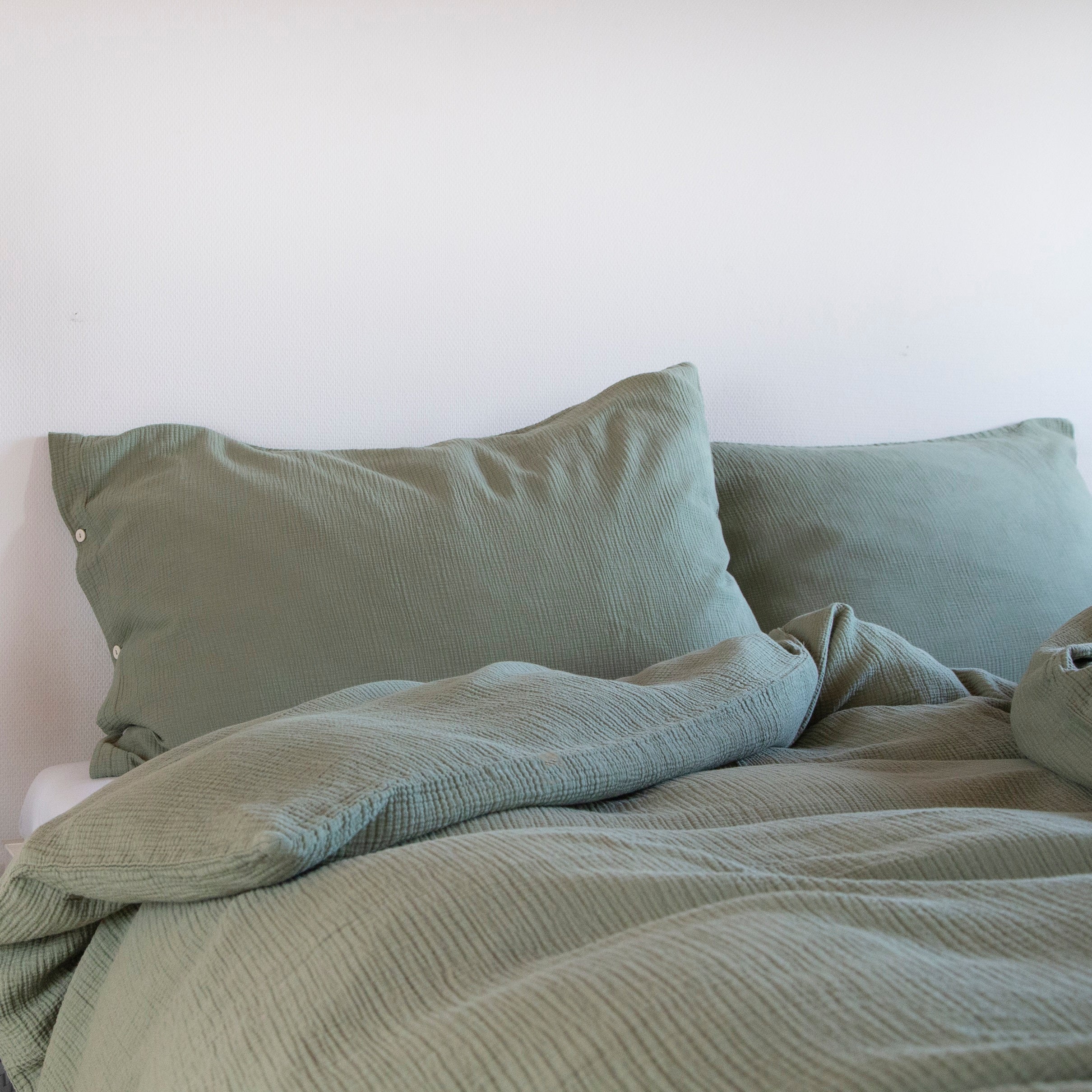 Musselin Duvetbezug Jula farngrün 200x210cm - Farbliebe