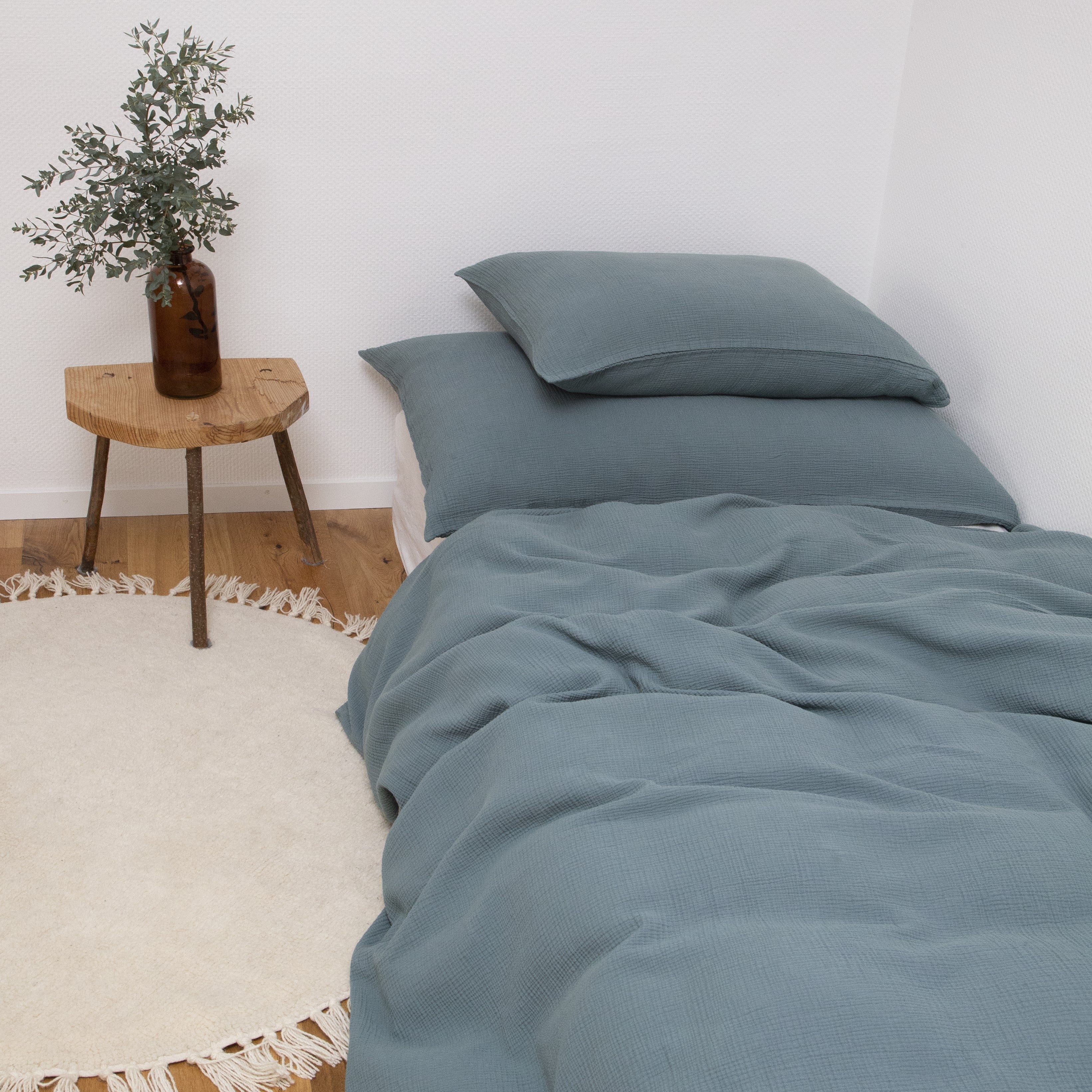 Musselin Duvetbezug Jula petrol 200x210cm - Farbliebe