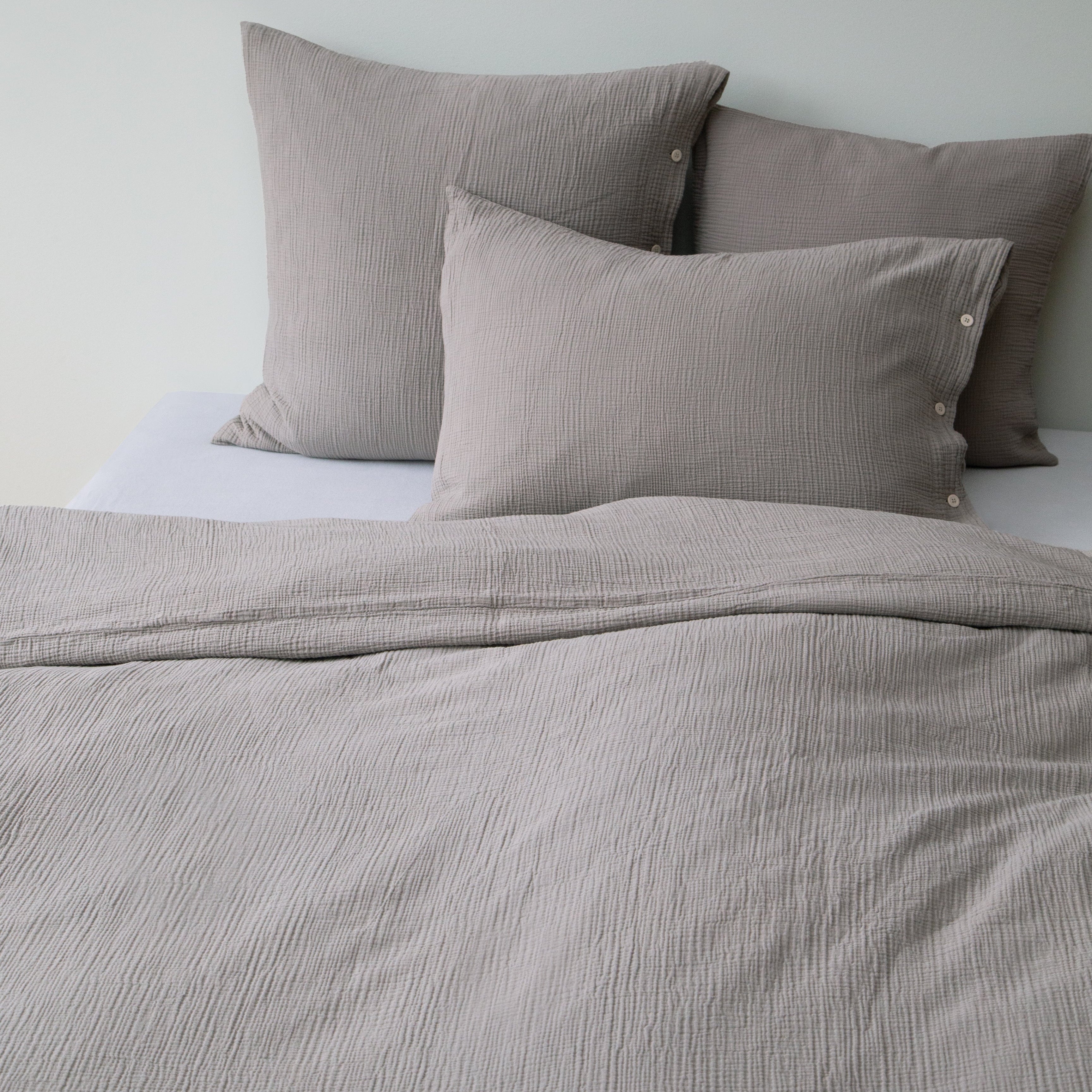 Musselin Duvetbezug Jula taupe 160x210cm - Farbliebe