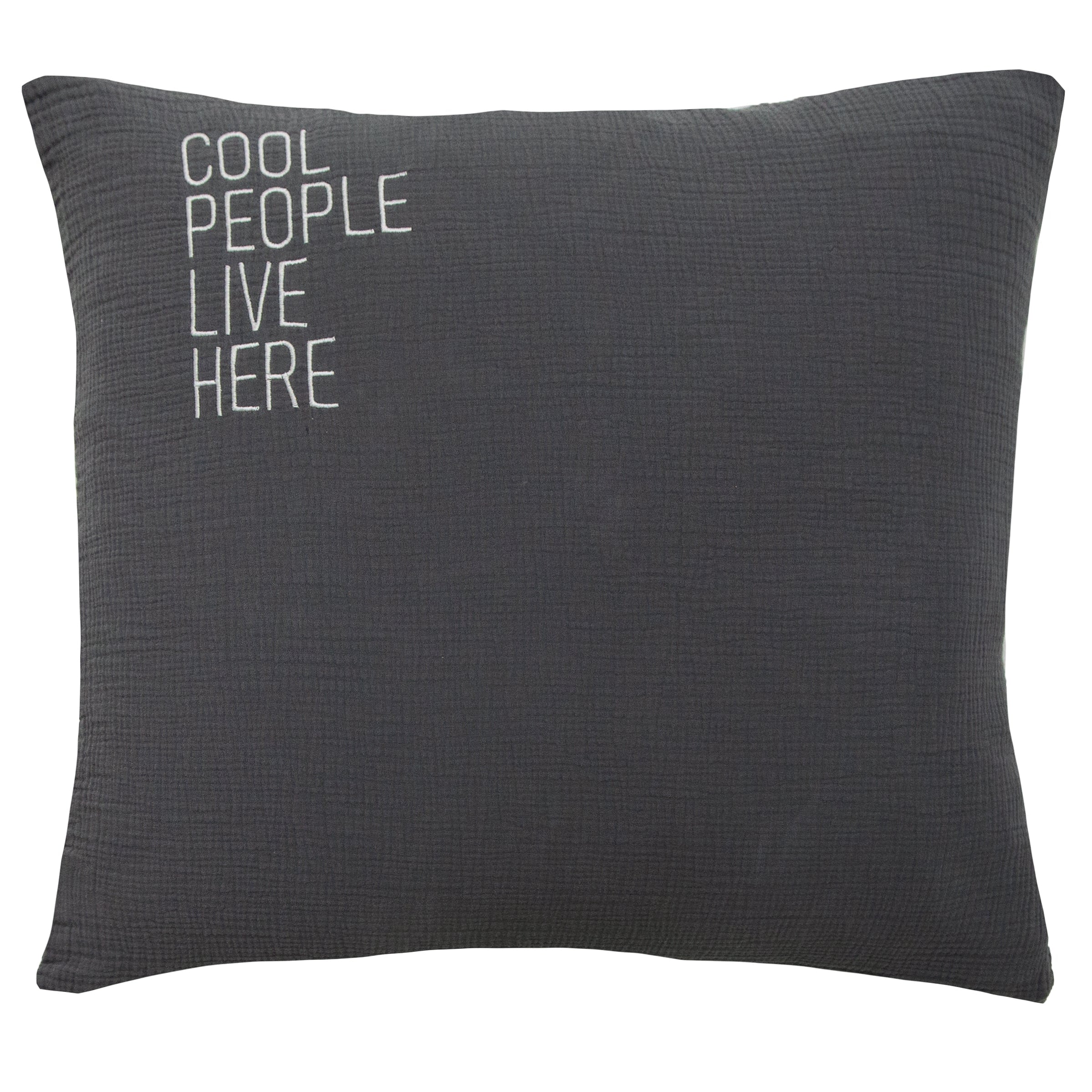 Musselin Zierkissen Hilla "Cool People" dunkelgrau 40x40cm - Farbliebe