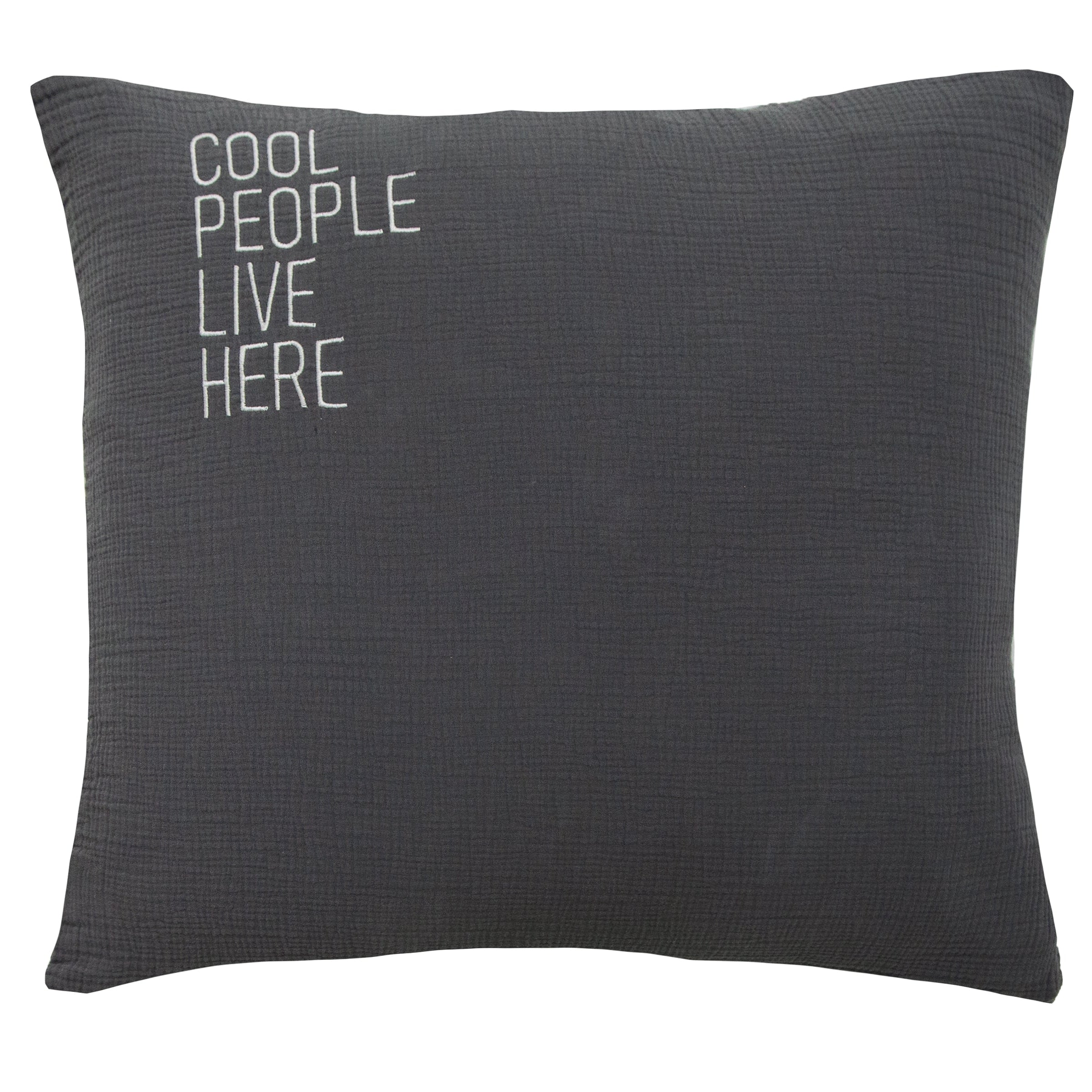 Musselin Zierkissen Hilla "Cool People" dunkelgrau 50x50cm - Farbliebe