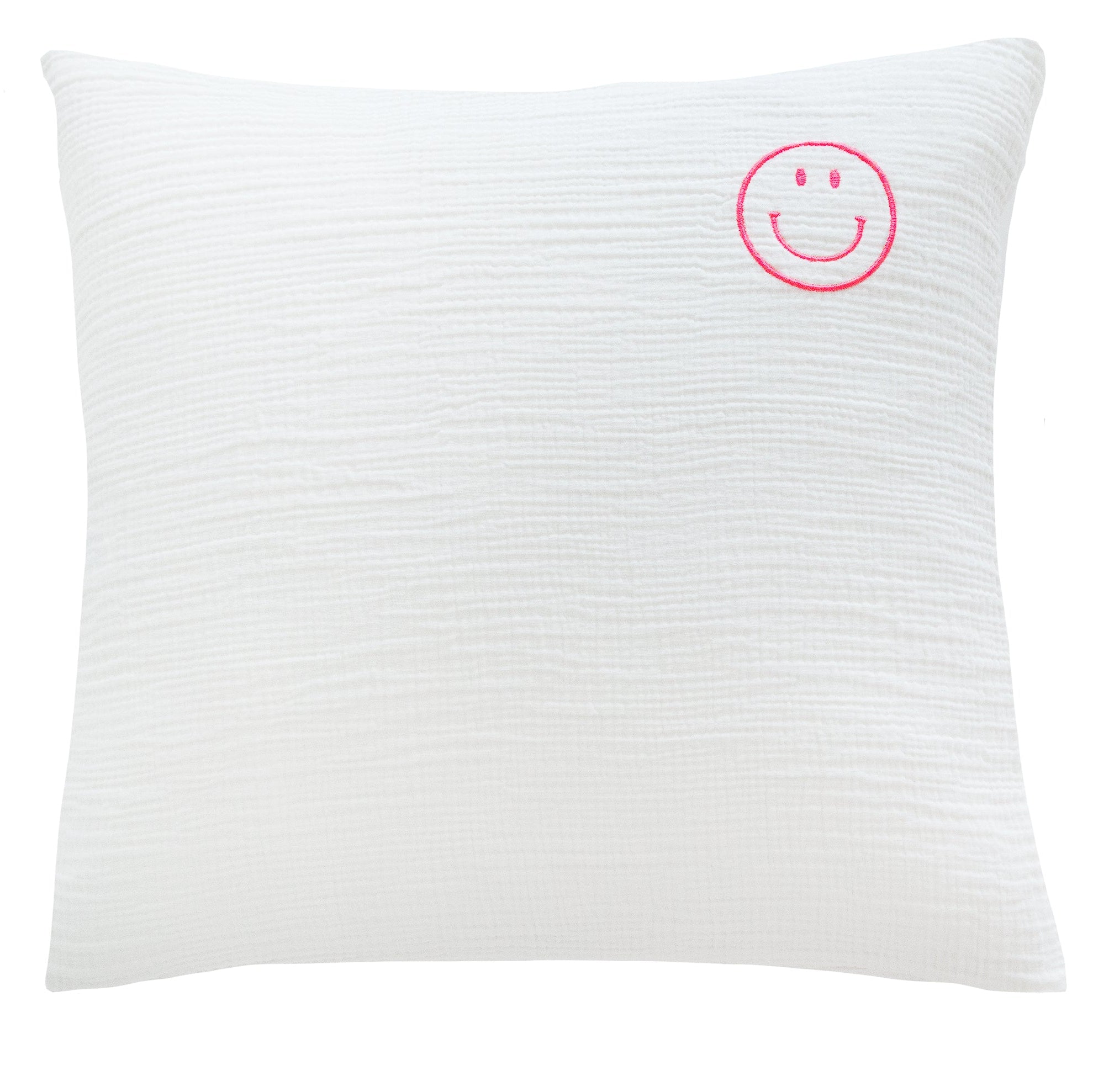 Musselin Zierkissen Hilla Smiley weiss 40x40cm - Farbliebe
