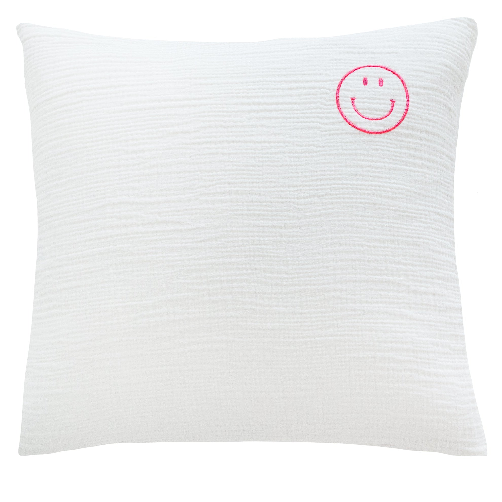 Musselin Zierkissen Hilla Smiley weiss 50x50cm - Farbliebe