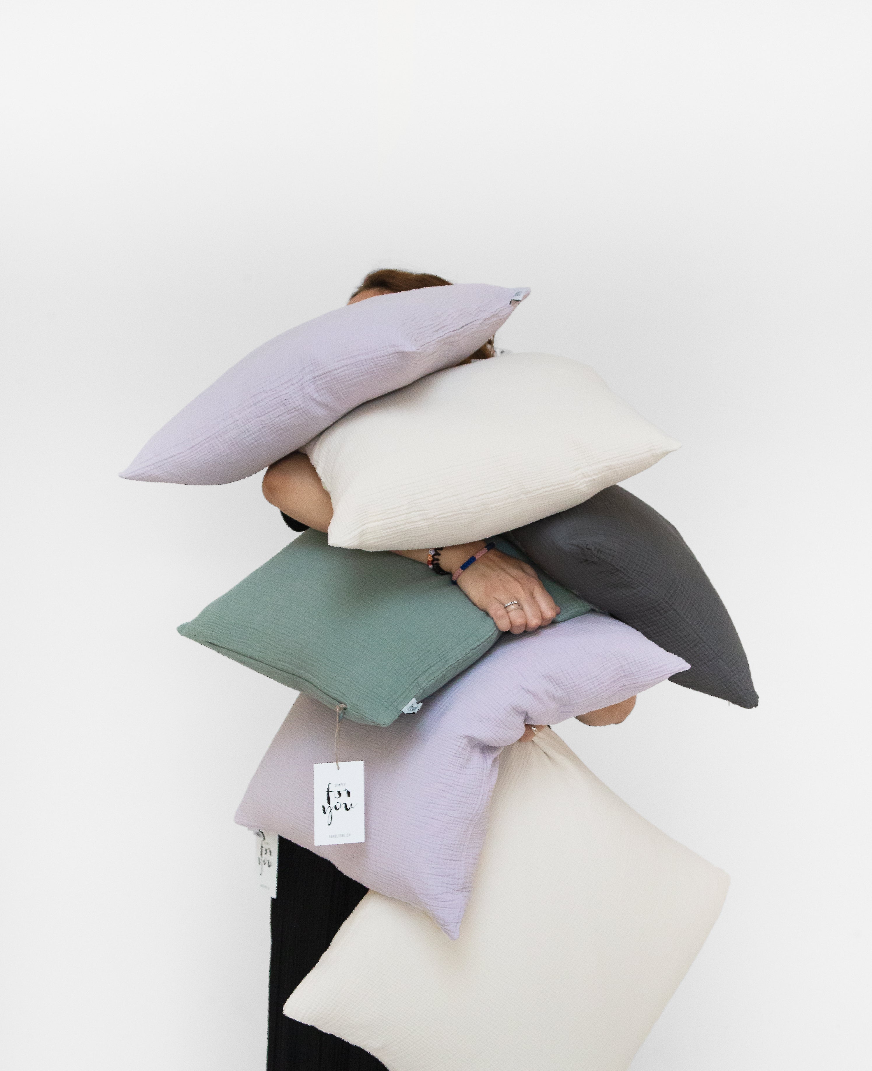 Musselin Zierkissen Hilla weiss 40x40cm - Farbliebe