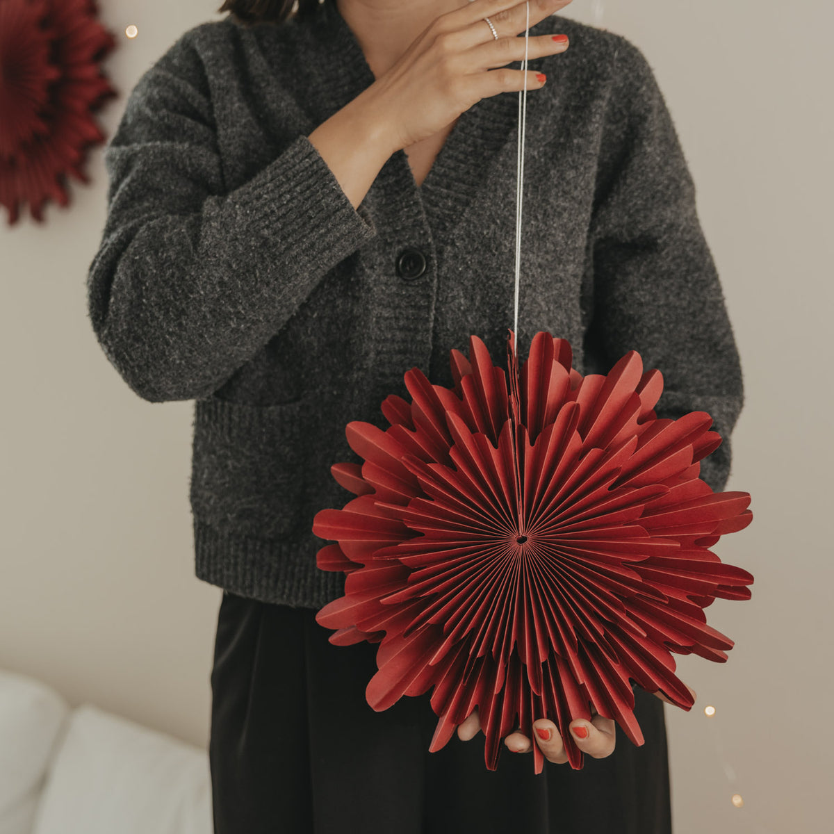 Snowflake dark red 30cm - Eulenschnitt