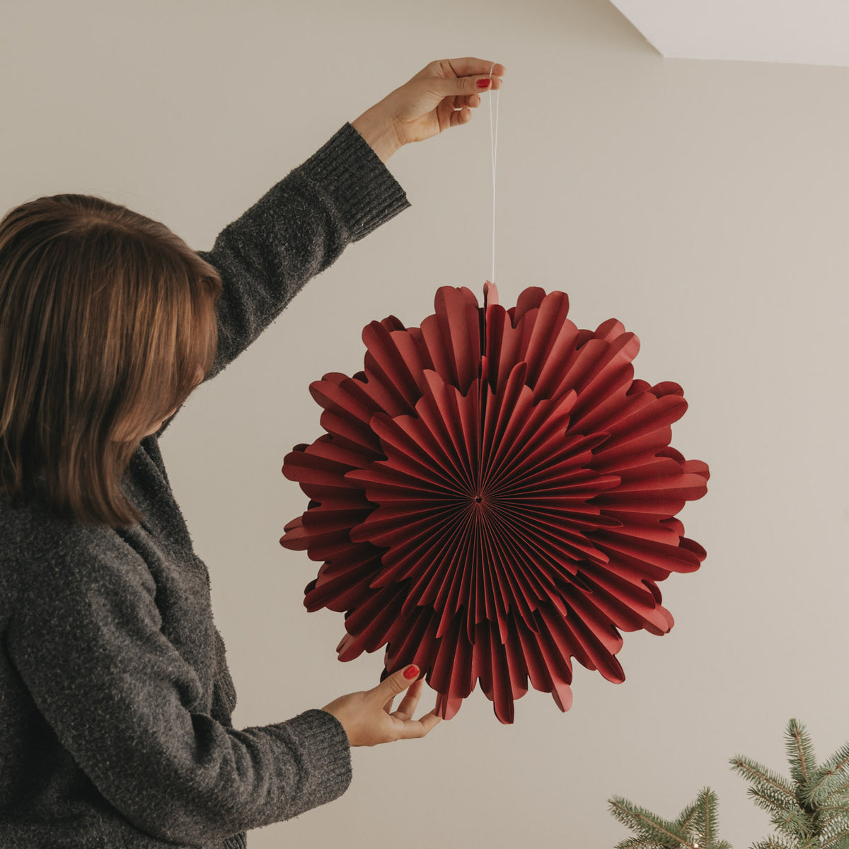 Snowflake dark red 45cm - Eulenschnitt