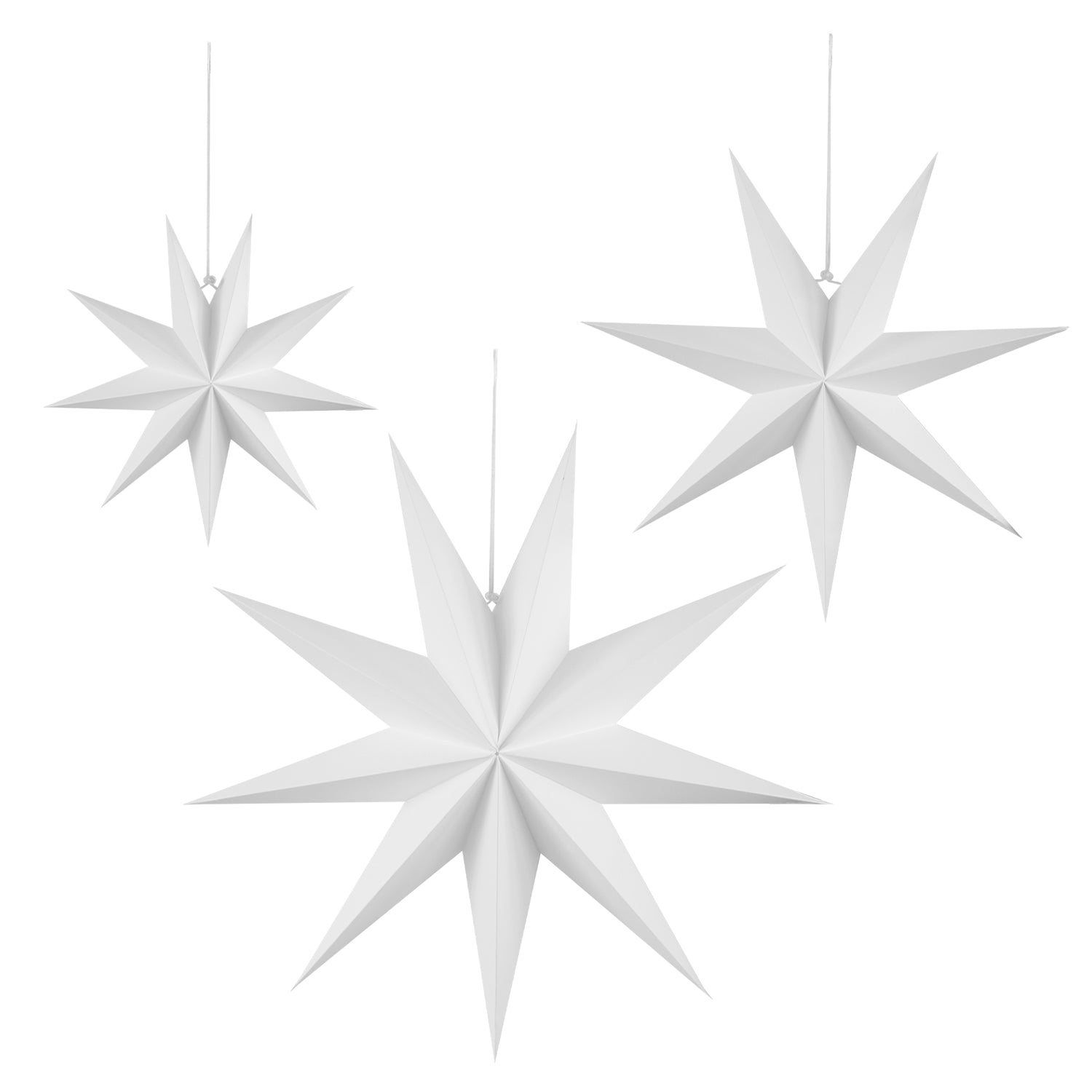 Papiersterne weiss 3er Set - Eulenschnitt