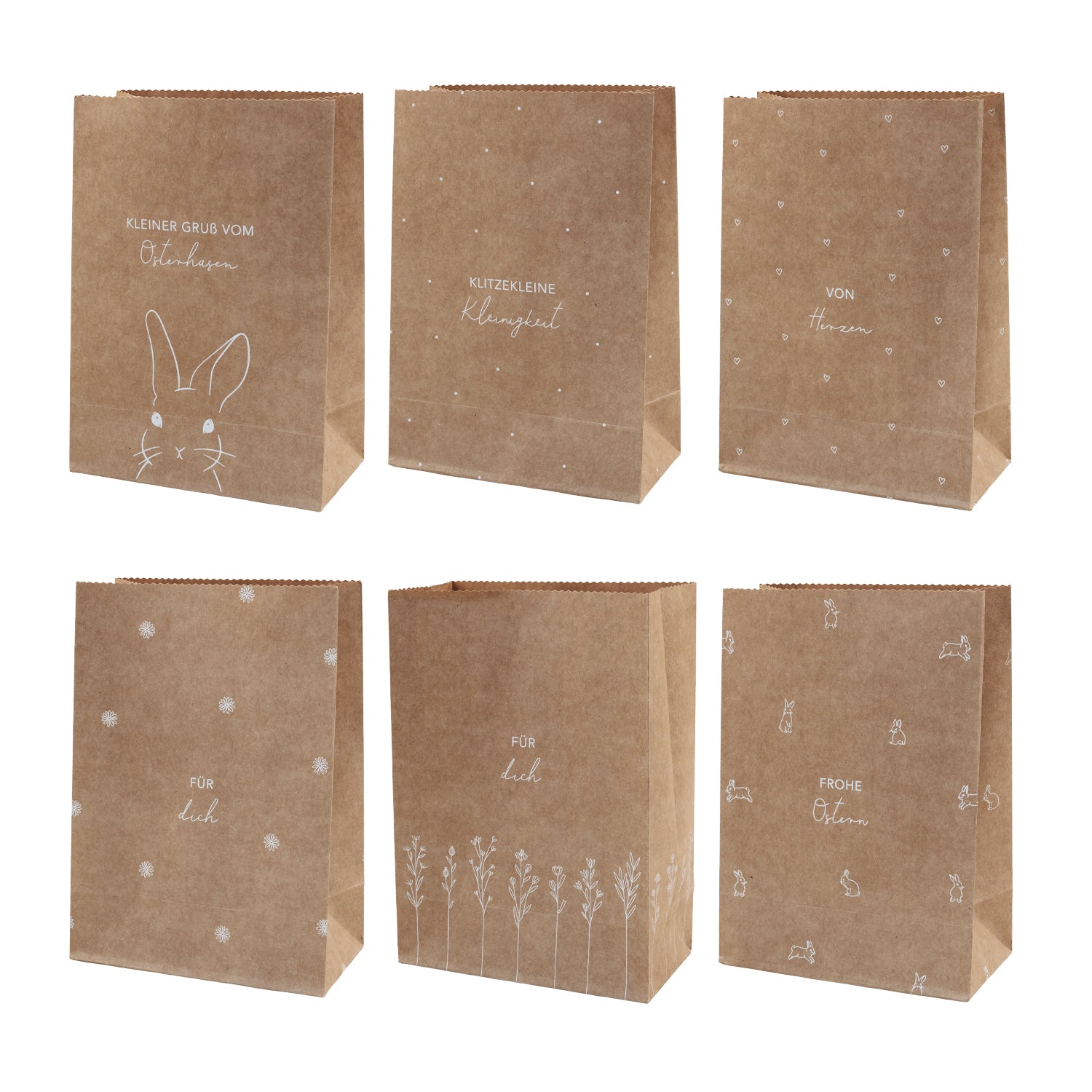 Papiertüten Ostern klein 6er Set - Eulenschnitt