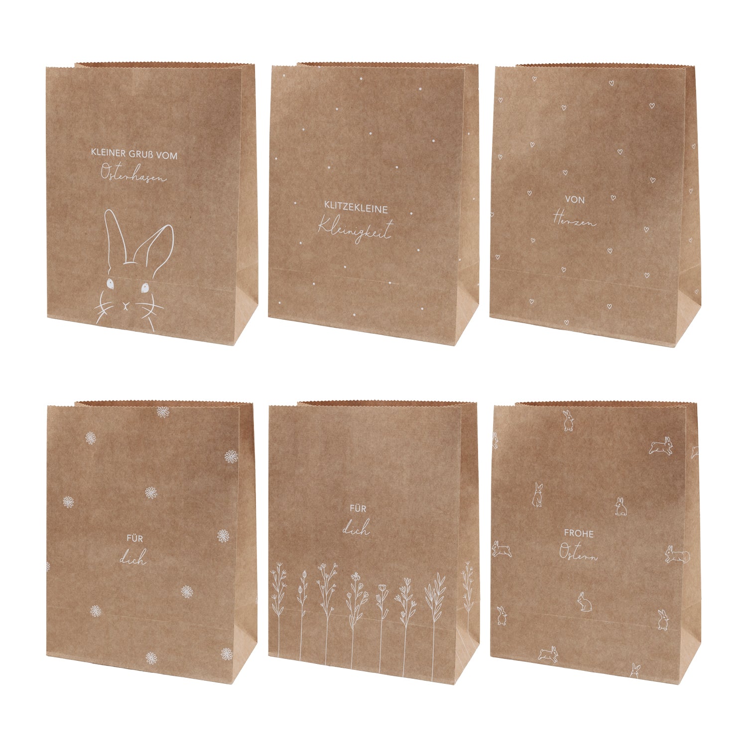 Papiertüten Ostern mittel 6er Set - Eulenschnitt