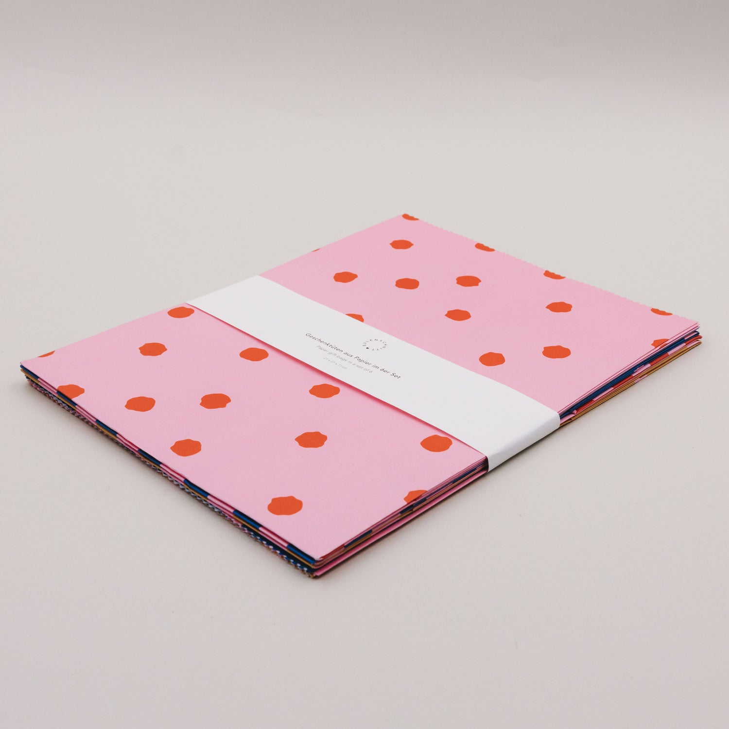 Papiertüten Streifen & Punkte rosa mittel 6er Set - Eulenschnitt