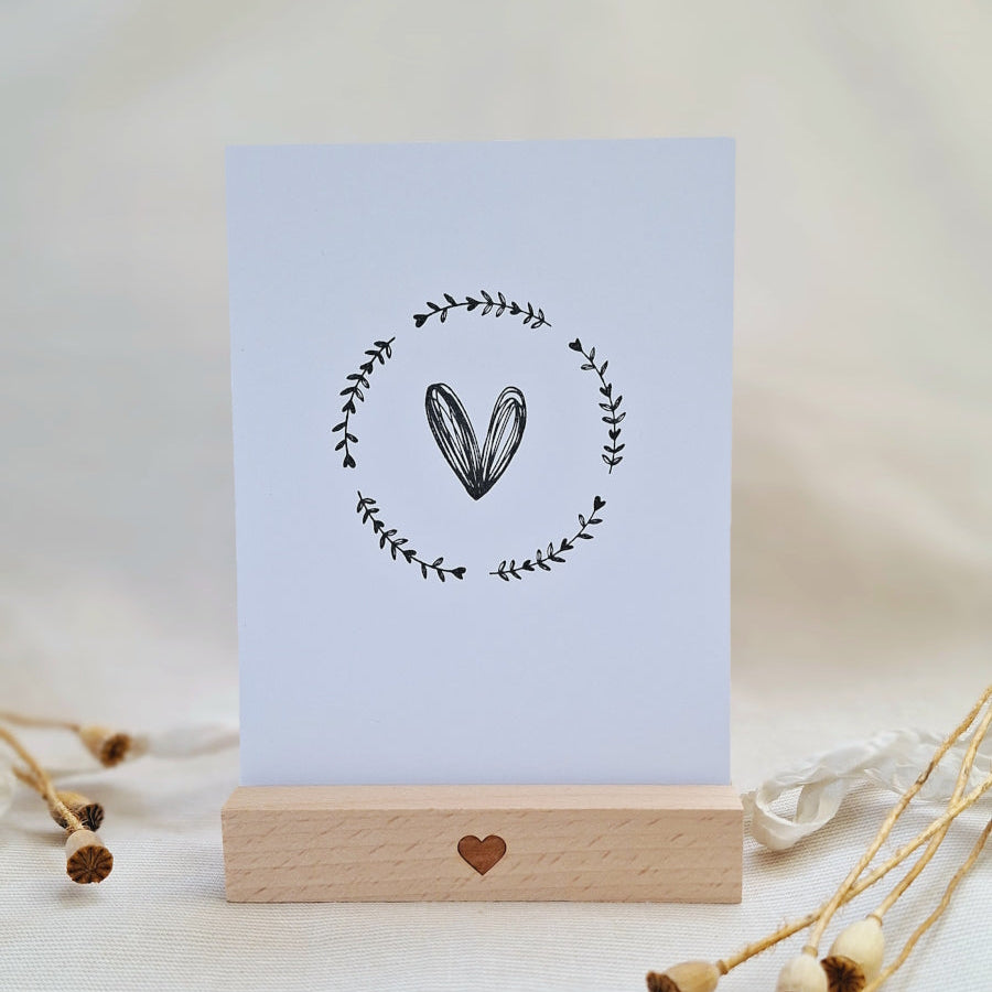 Postkarte Herz-Kranz – handgemacht