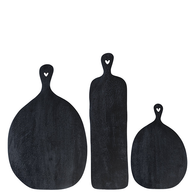 Schneidebrett "heart" 3er Set schwarz - Bastion Collections