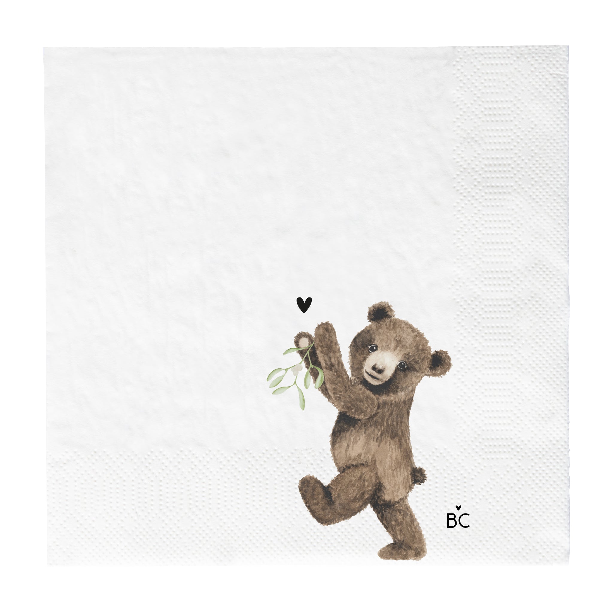 Serviette "Mistletoe Bear" Lunch - Bastion Collections