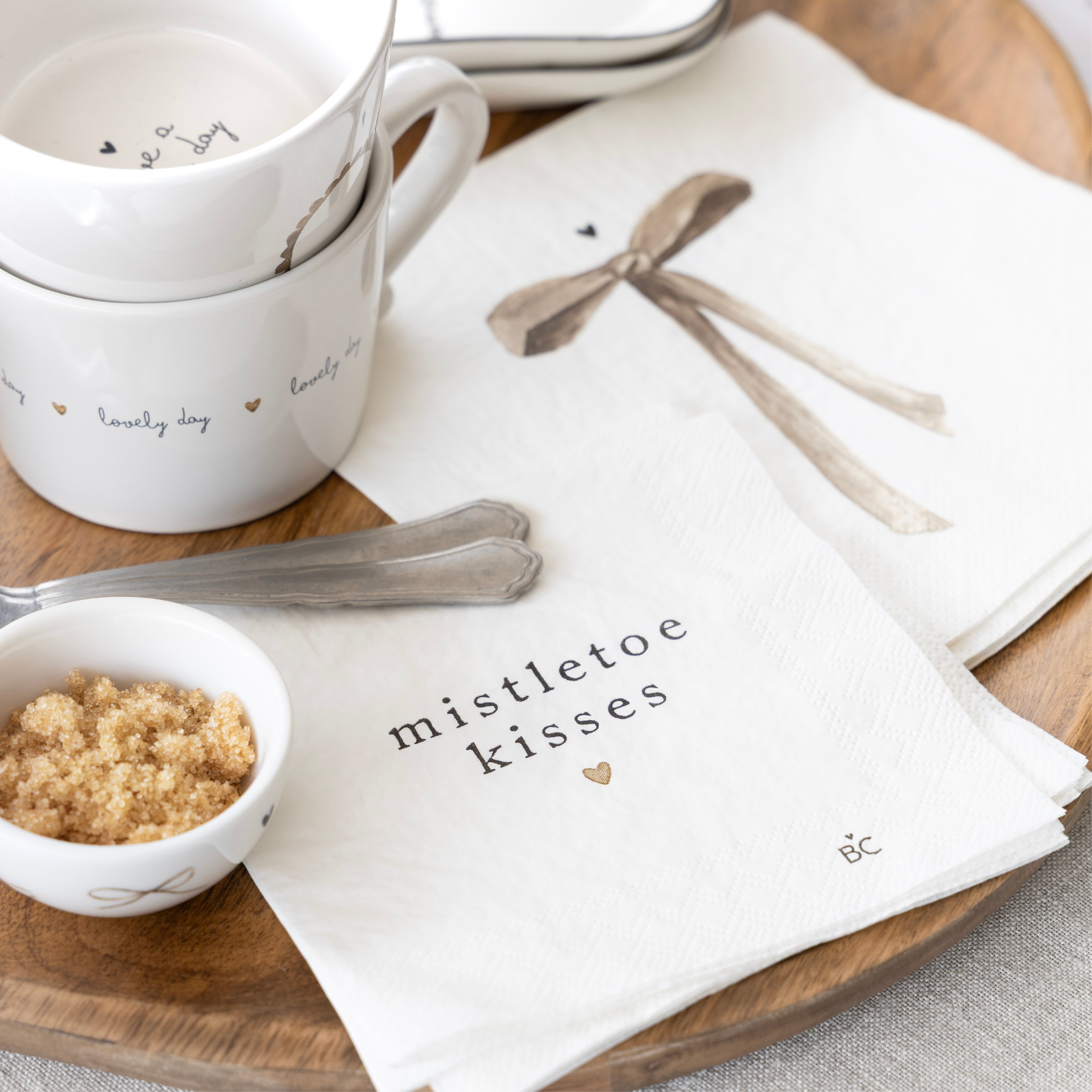 Serviette "Mistletoe kisses" Cocktail - Bastion Collections