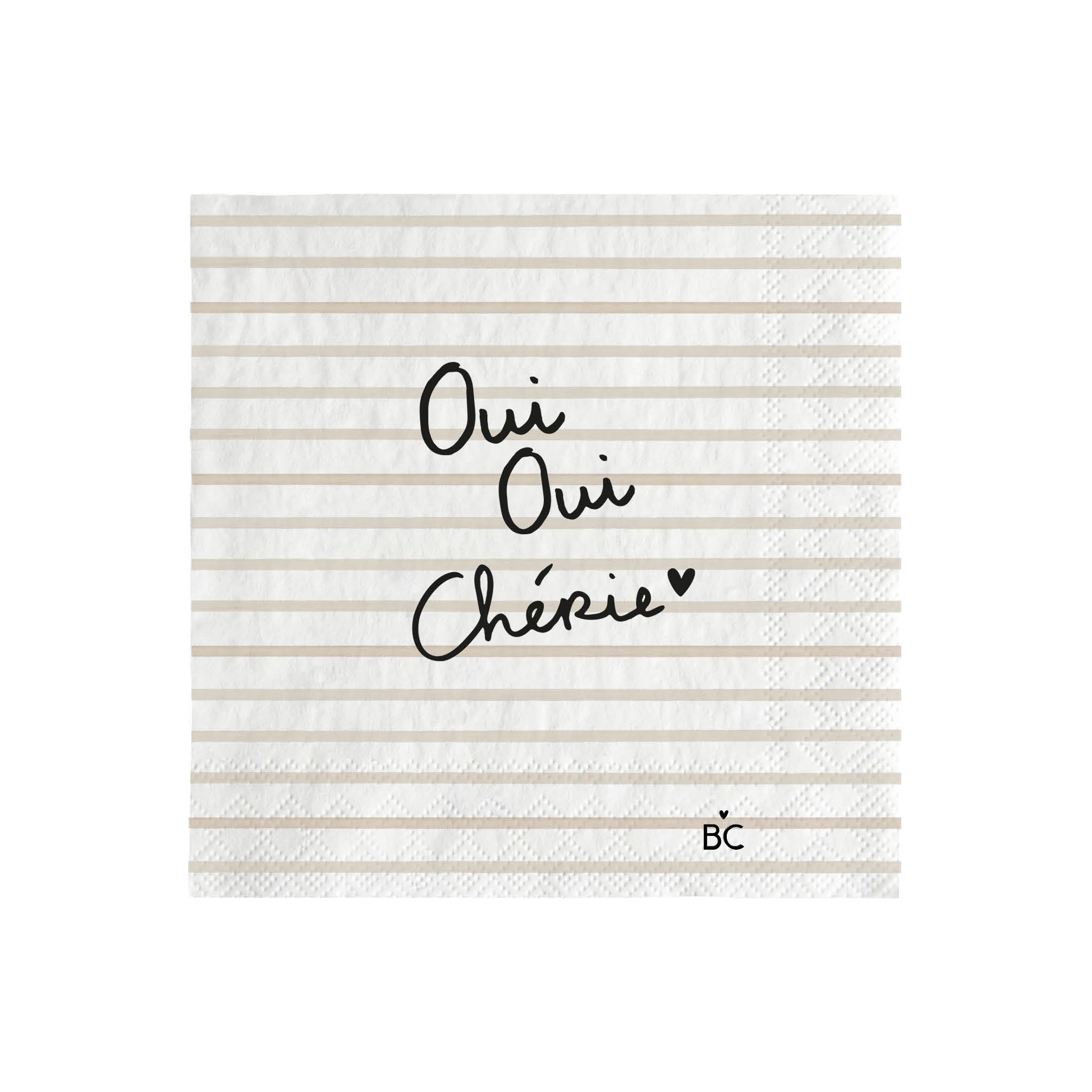 Serviette "Oui Oui Cherie" Cocktail beige - Bastion Collections