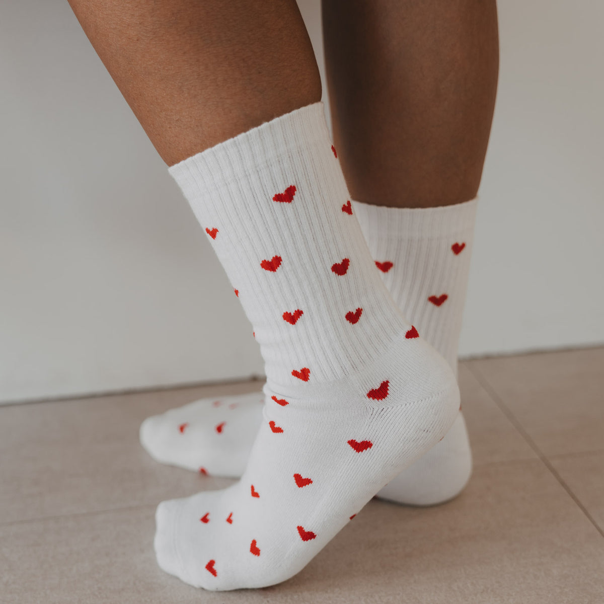 Chaussettes coeurs rouges blanc 35–38 - Eulenschnitt