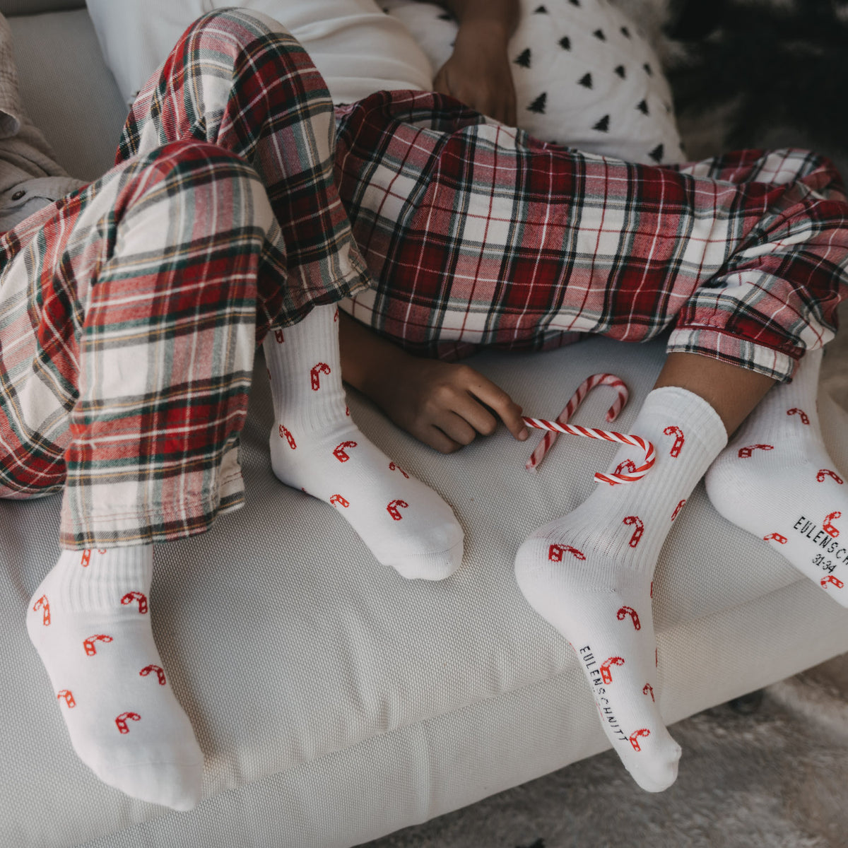 Kids socks candy canes white - Eulenschnitt
