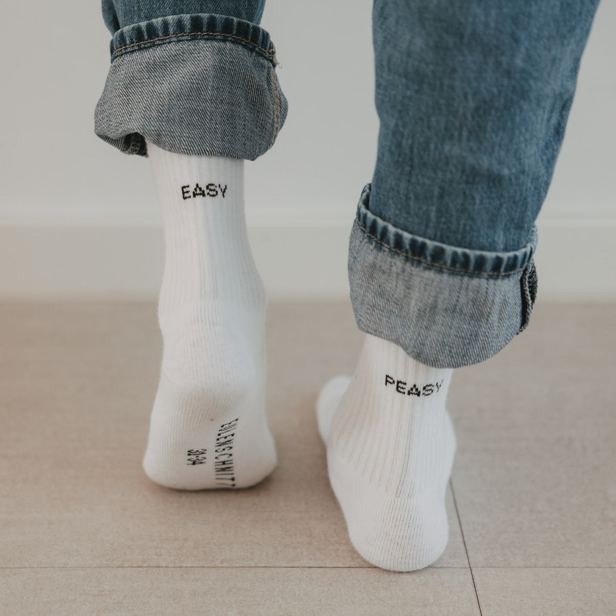 Kids socks "Easy peasy" white 31-34 - Eulenschnitt
