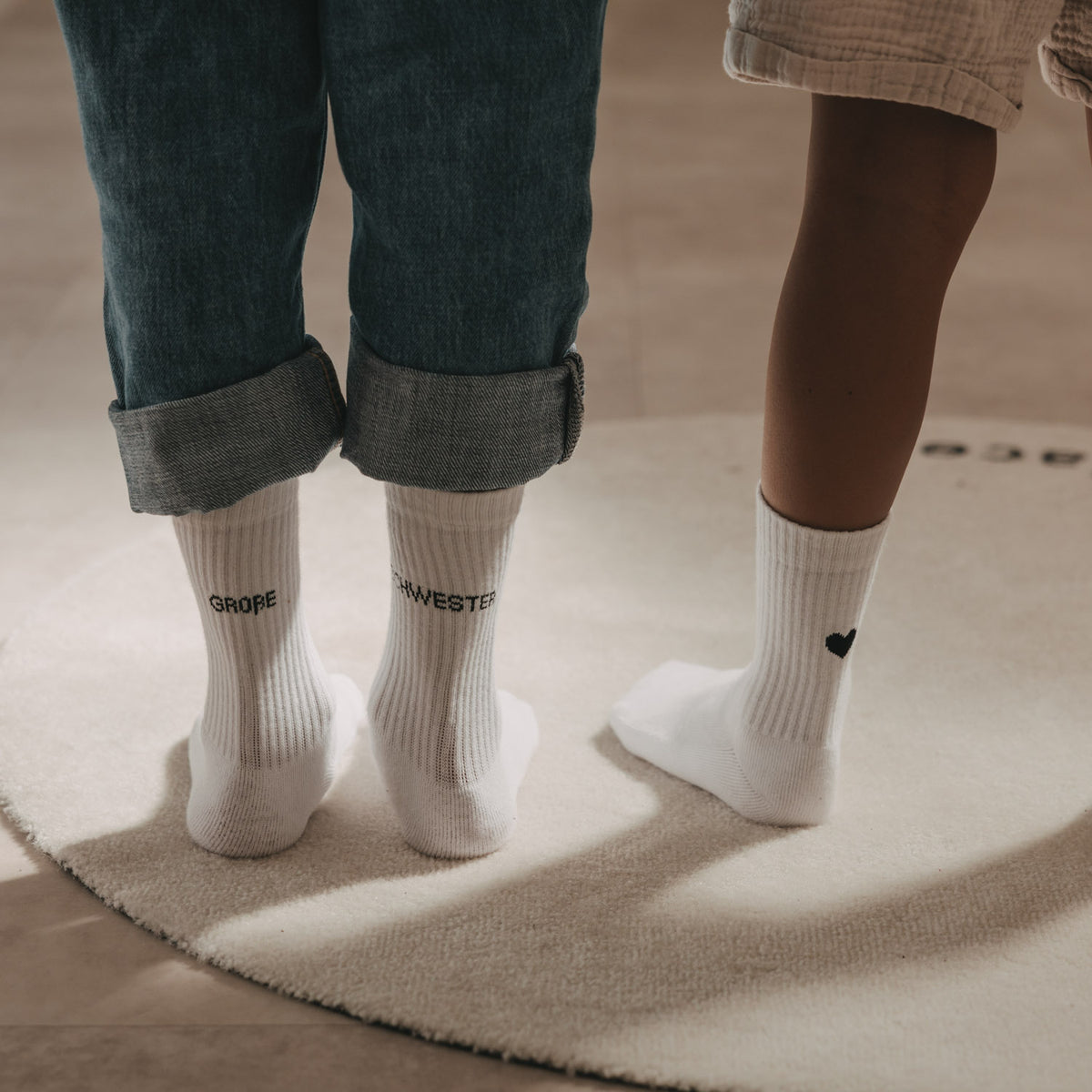 Kids Socken "Grosse Schwester" weiss 27-30 - Eulenschnitt (Bild 3)