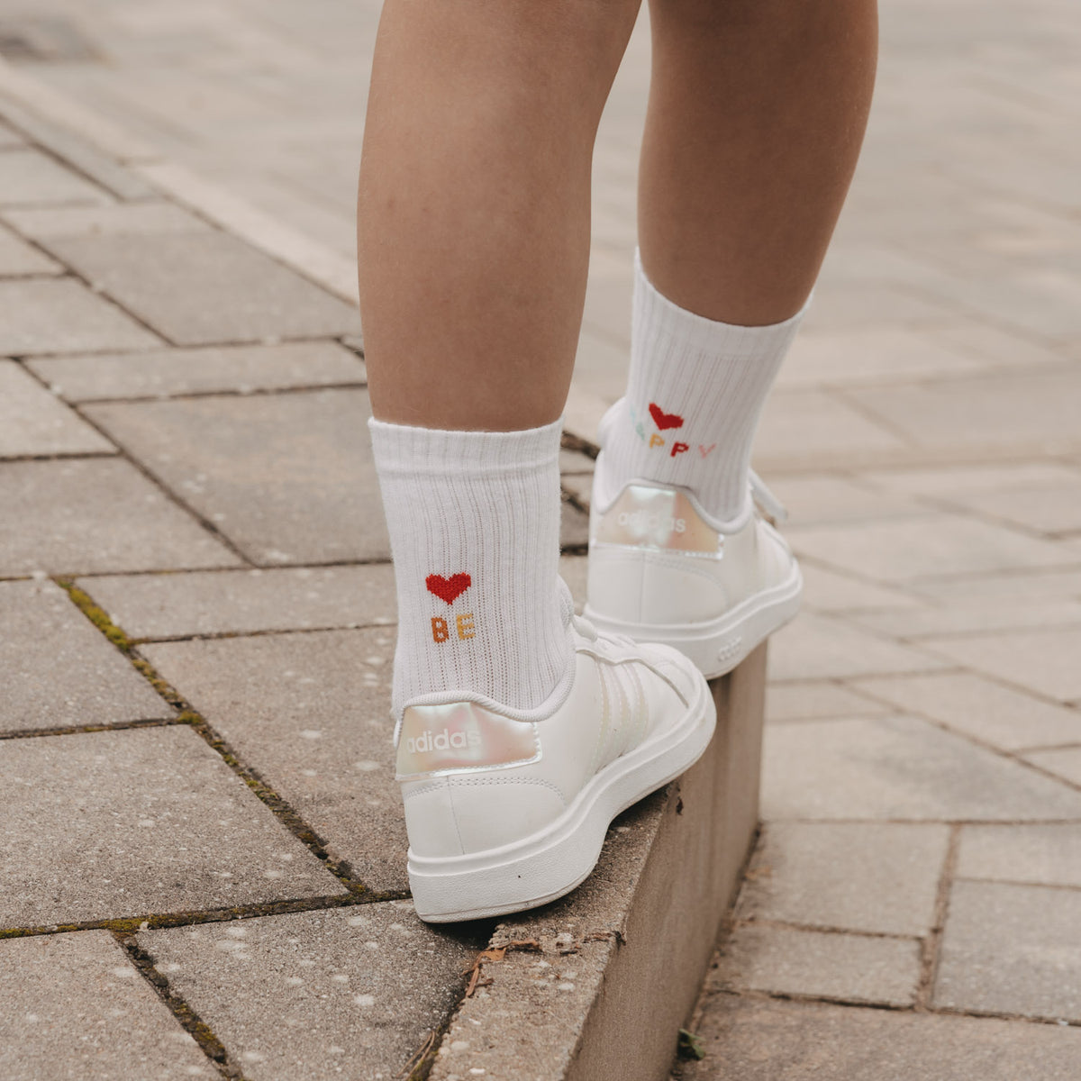 Kids socks "Be happy" white 27-30 - Eulenschnitt (Image 4)