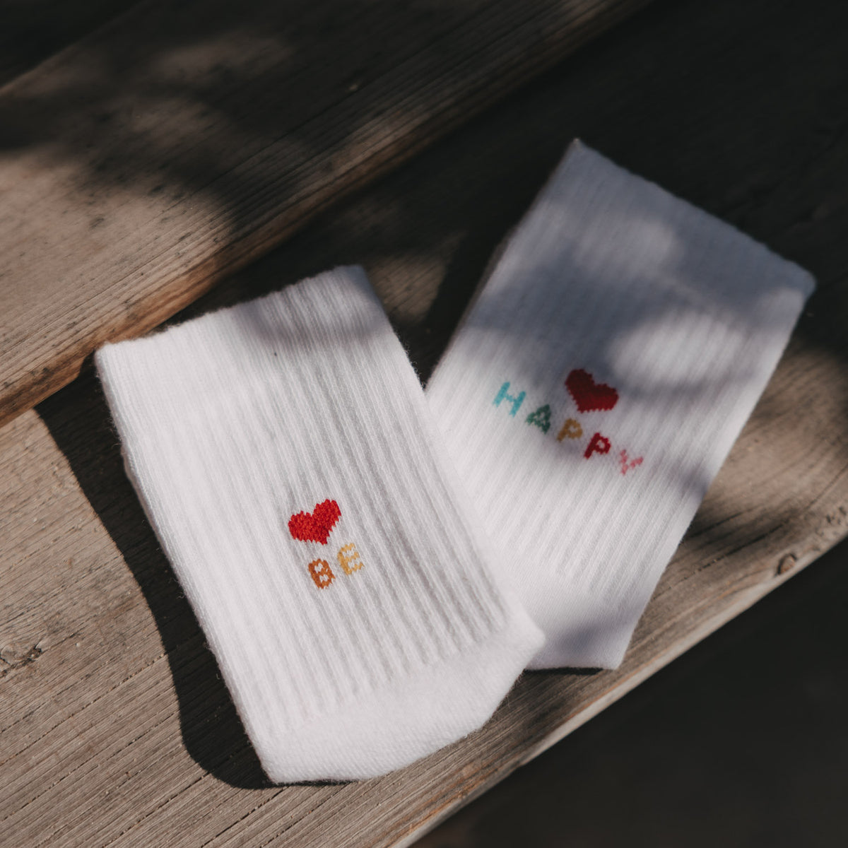 Kids socks "Be happy" white 31-34 - Eulenschnitt (Image 2)