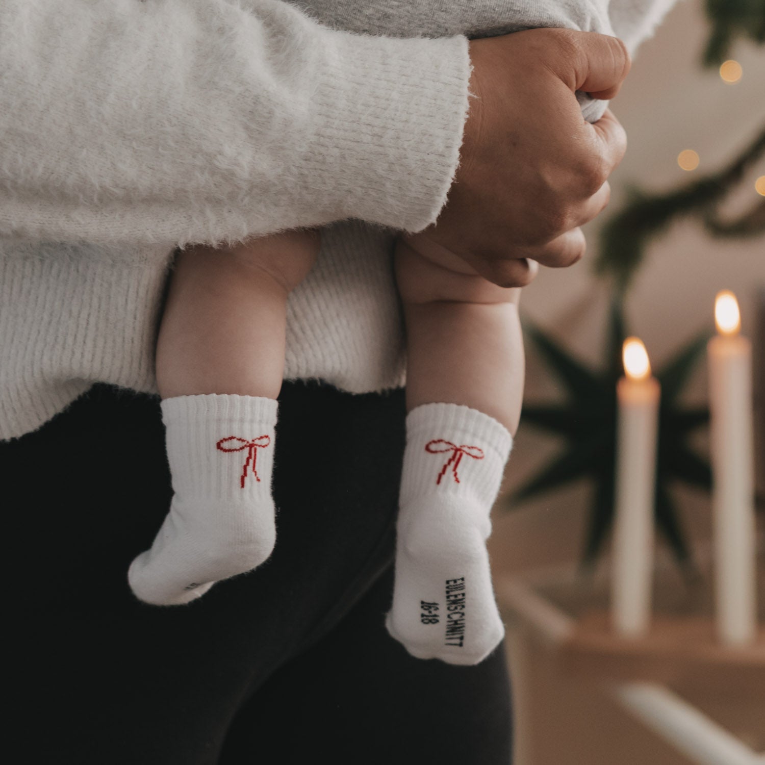 Babysocken Schleife weiss 16–18 - Eulenschnitt