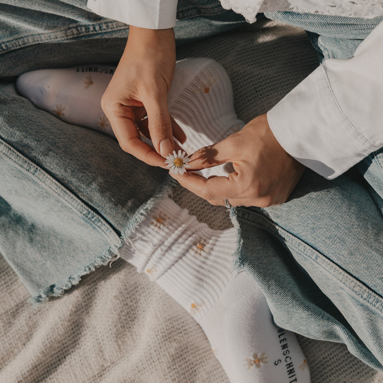 Socken "Allover Daisy" weiss 35-38 - Eulenschnitt